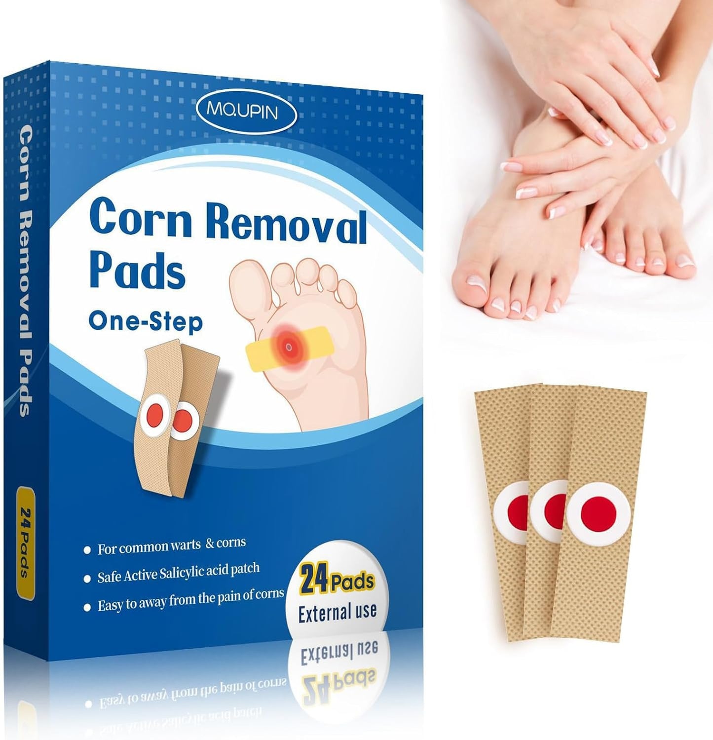 24 Count Corn Removal Pads for Feet and Toe, Corn Feet Remover for Feet Extra Strength, Callous