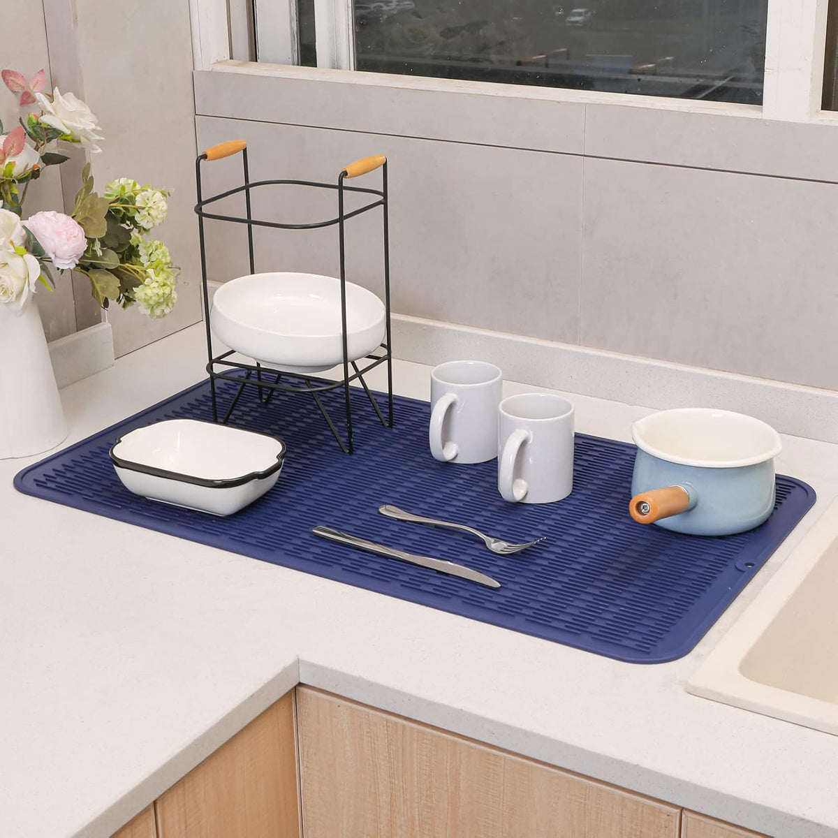 Silicone Dish Drying Mat for Multiple Usage,Easy clean,Eco-friendly,Heat-resistant Silicone Mat for