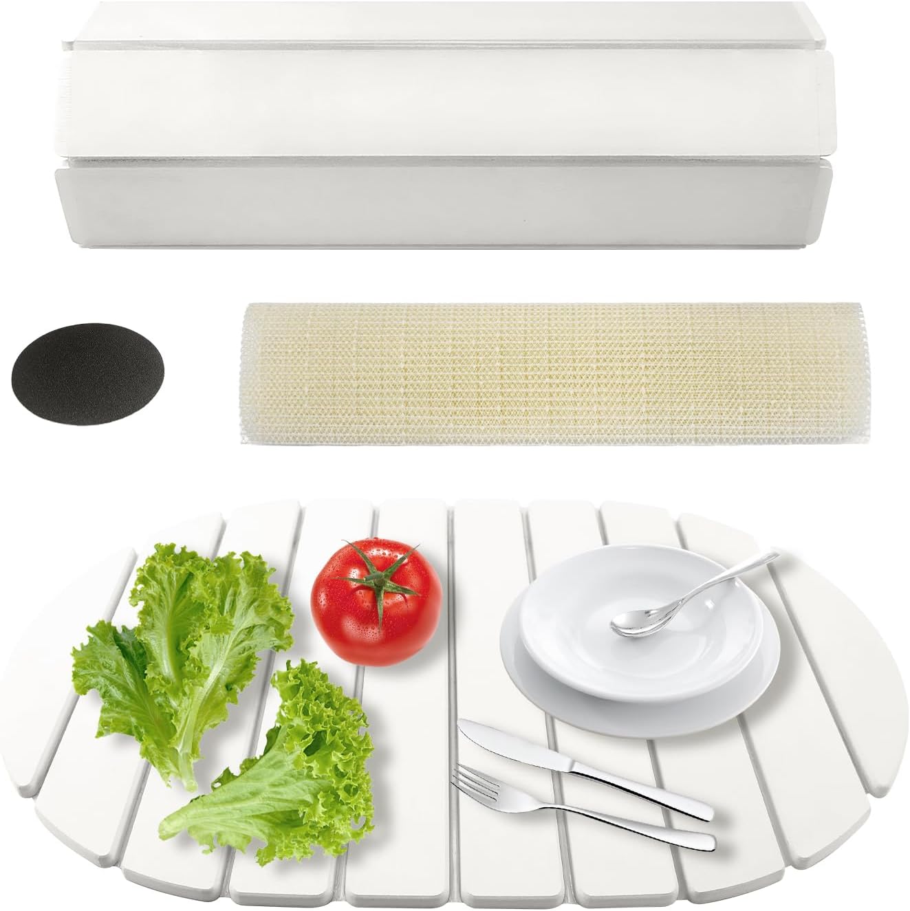 Stone Drying Mat for Kitchen Counter Oval, 23.62"x15.35", Collapsible Quick Dry Dish Drying Mat