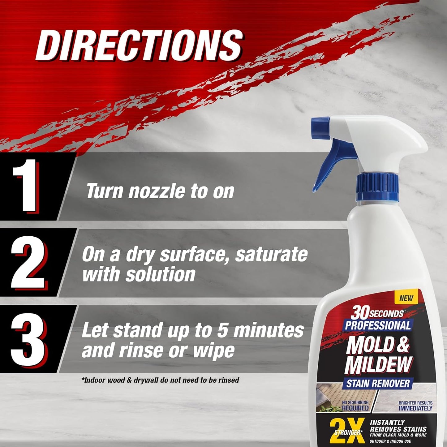 30 SECONDS Pro Mold and Mildew Stain Remover | Scrub Free | Brighter Results Instantly | Ready To