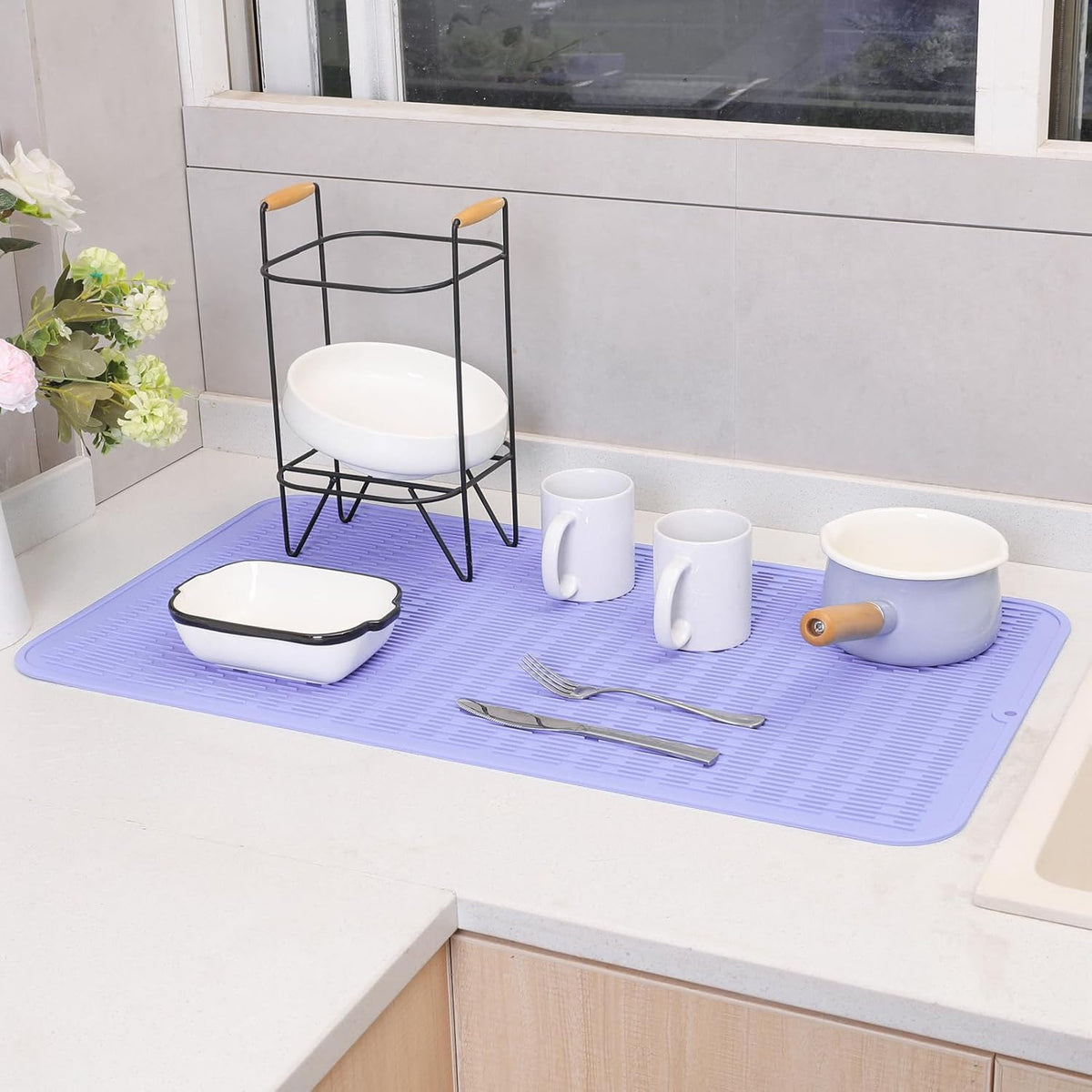 Silicone Dish Drying Mat for Multiple Usage,Easy clean,Eco-friendly,Heat-resistant Silicone Mat for