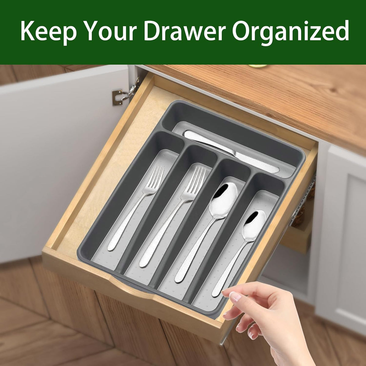Silverware Organizer 2 Pieces Utenisl Organizer Holder Kitchen Drawer Organizer Plastic Silverware