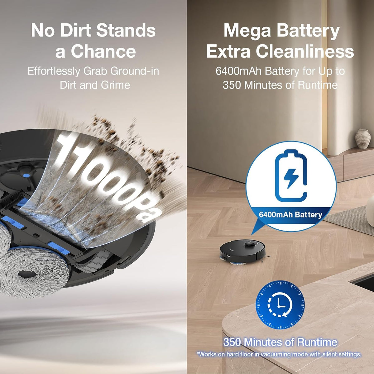 ECOVACS DEEBOT T30S AI Care Robot Vacuum and Mop, 11000Pa, TruEdge Adaptive Edge Mopping