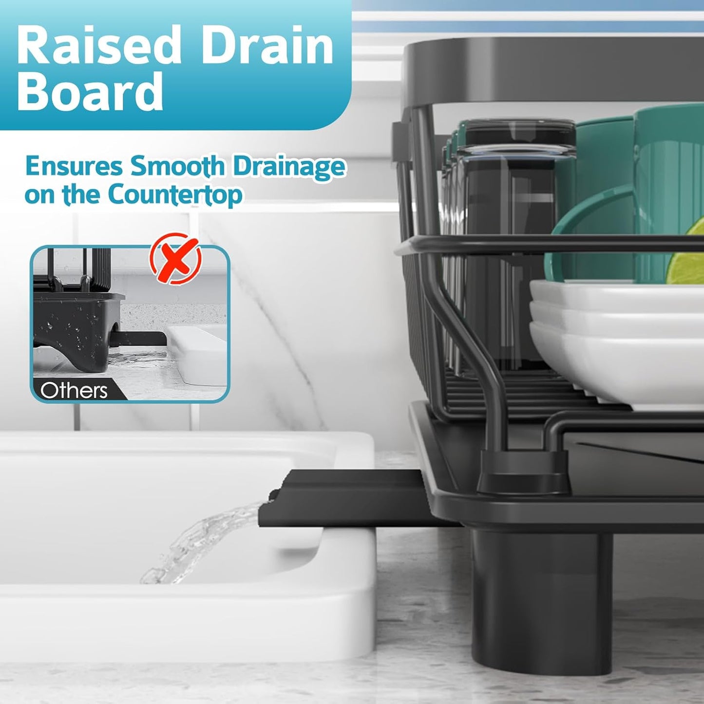 Dish Drying Rack - Space Saving Dish Rack - Dish Racks for Kitchen Counter with