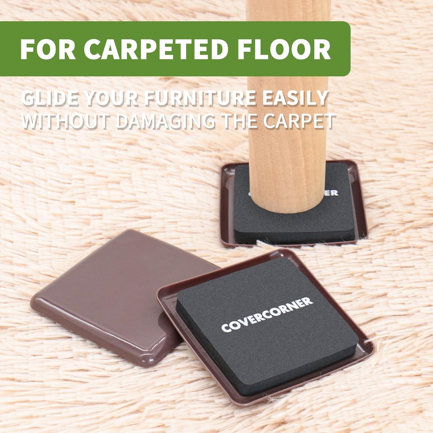 Furniture Sliders for Carpet 8 PCS - 3 1/2 inch Furniture Moving Slider Chair Legs Floors