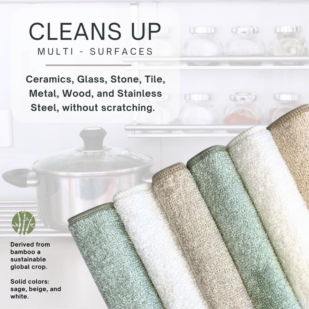 Whiffkitch Dishcloths & Cleaning Cloths - Drying, Durable, Absorbent Washcloths, Non-Scratch