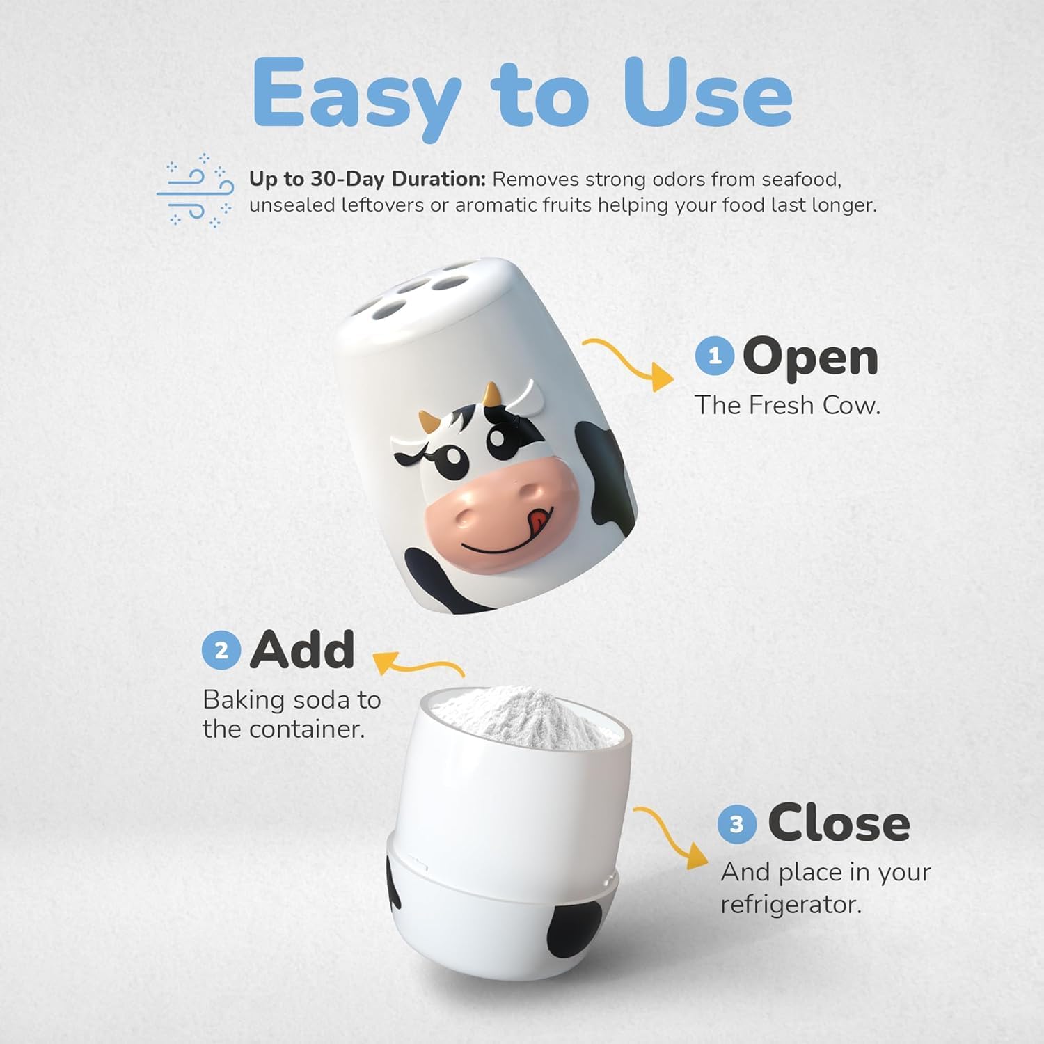 Cow Fridge Baking Soda Deodorizer – Fun Baking Soda Container | Baking Soda for Fridge and Freezer