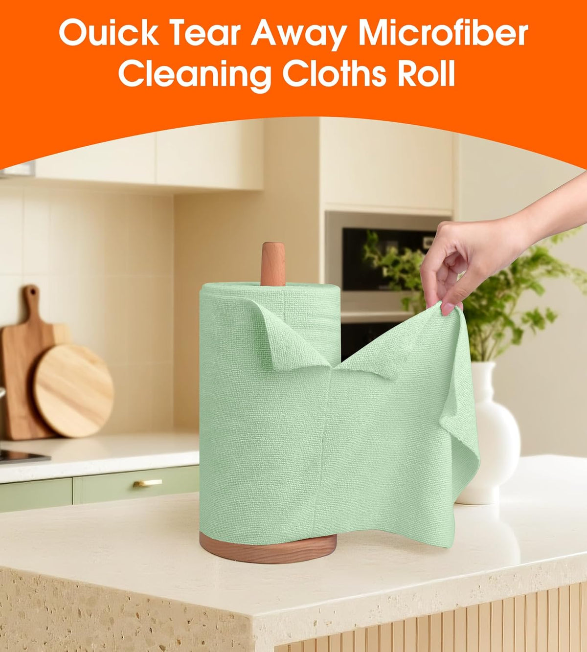 Roll of Microfiber Cleaning Cloth –100 Pack, Tear Away Microfiber Towels, Reusable, Washable