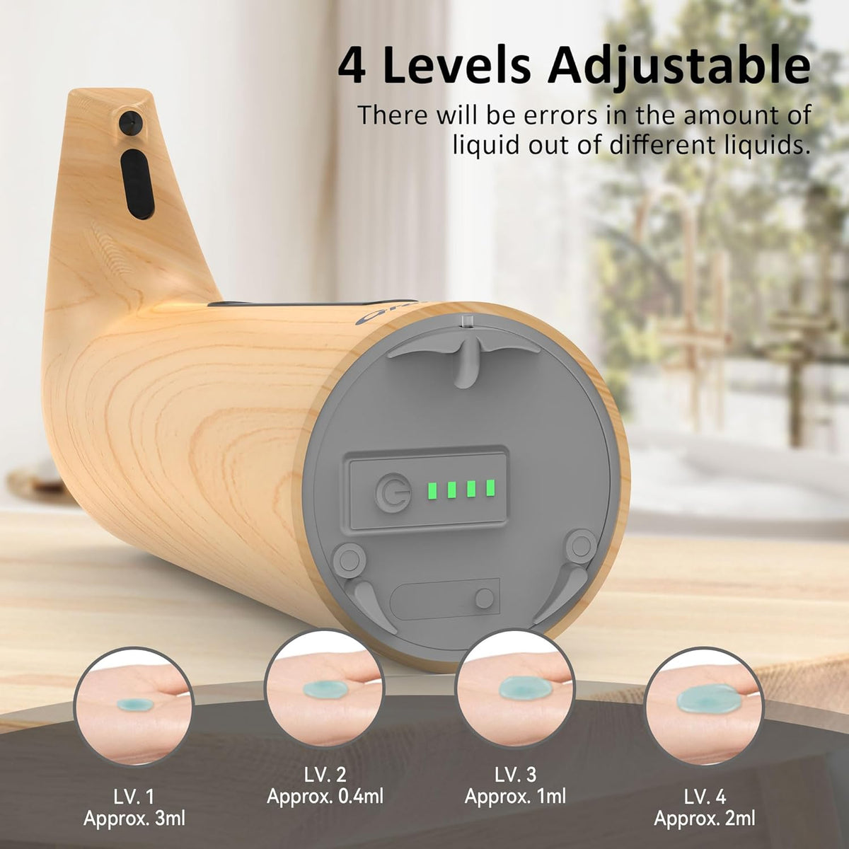Convenient Automatic Soap Dispenser,4 Adjustable Levels Touchless Hand Sanitizer Pump with Infrared