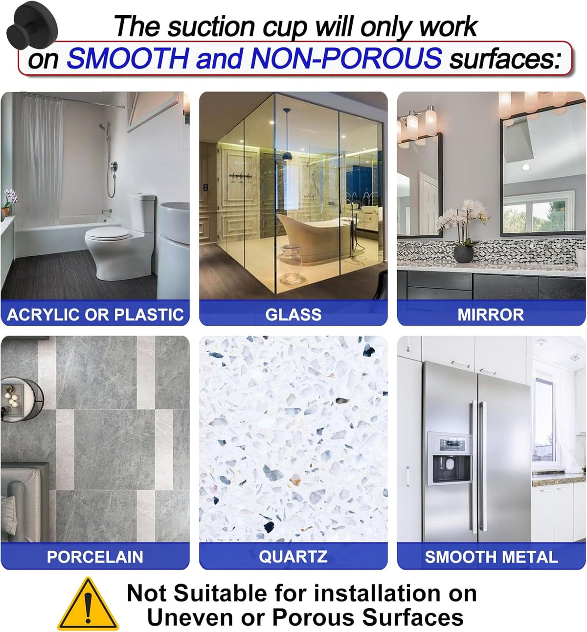 Suction Cup Hooks for Shower, Removable Towel Hooks for Bathroom Window Glass Door Wall, Bath Robe