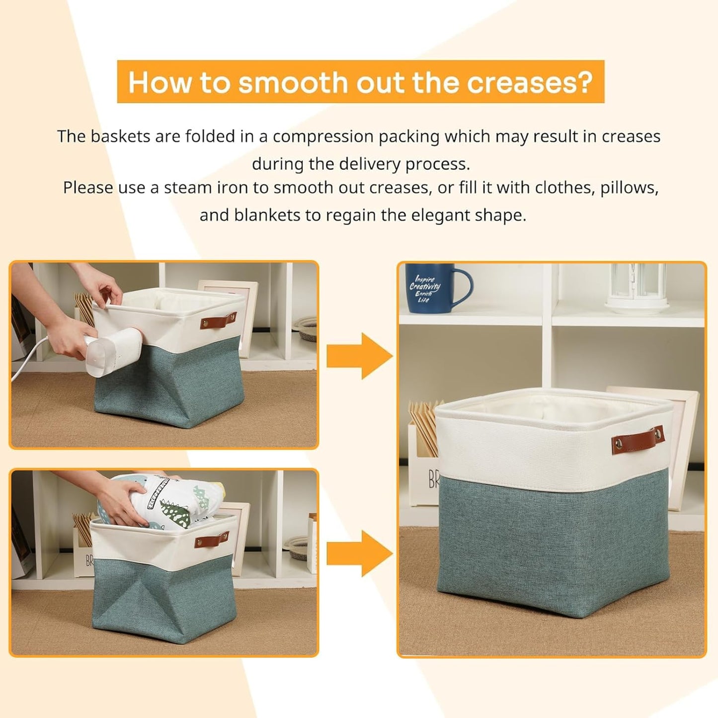 DULLEMELO 11x11 Cube Storage Bins for Organizer, Foldable Cube Storage Bins for Organizing Home