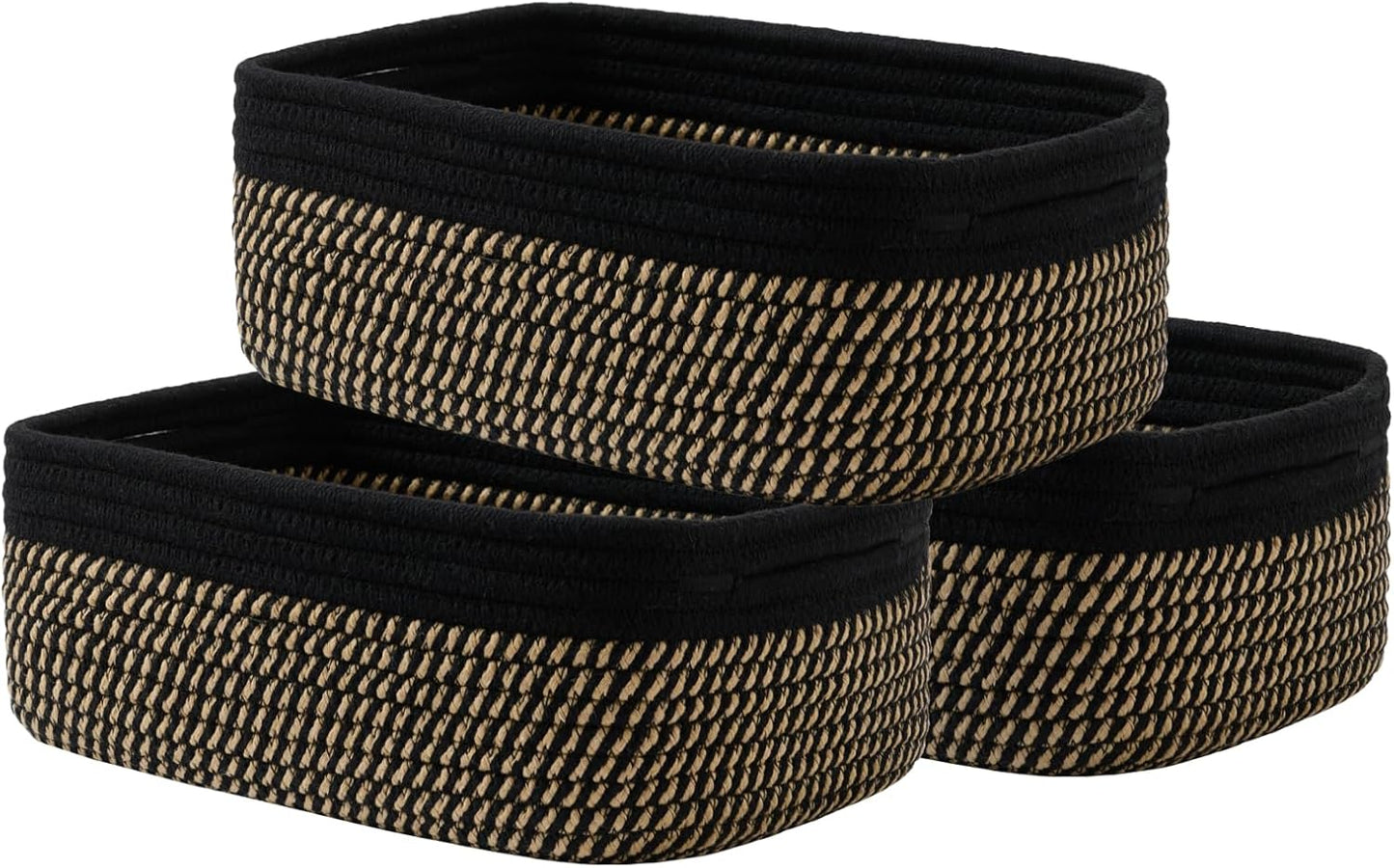 Small Woven Basket, 12 x 8 x 4.5 Inches, Storage Basket for Organizing, Cute Small Rope Shelf