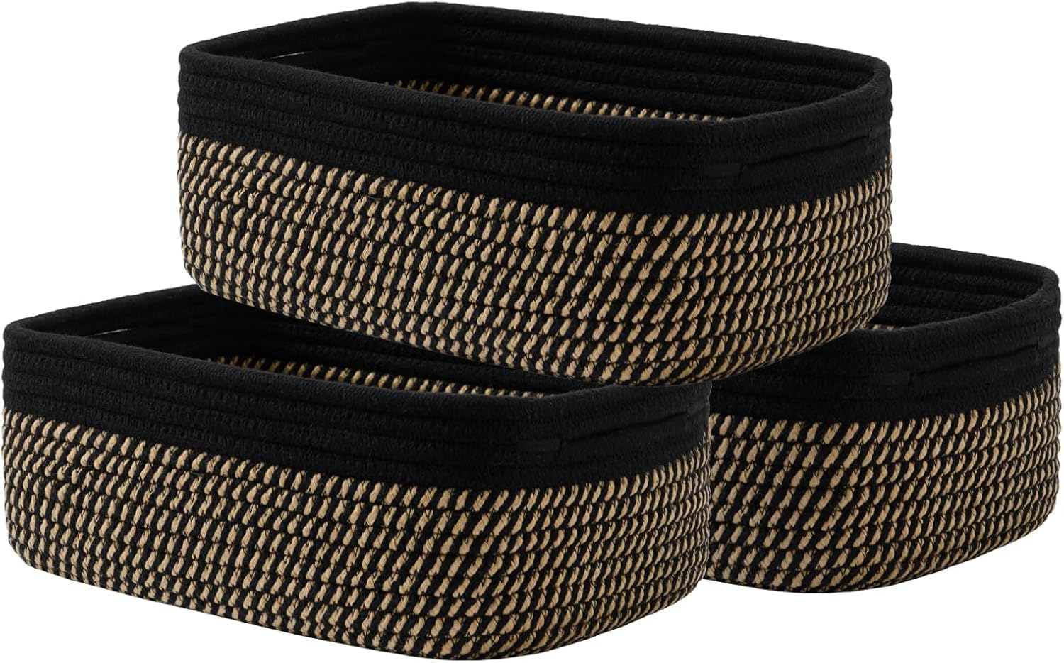 Small Woven Basket, 12 x 8 x 4.5 Inches, Storage Basket for Organizing, Cute Small Rope Shelf