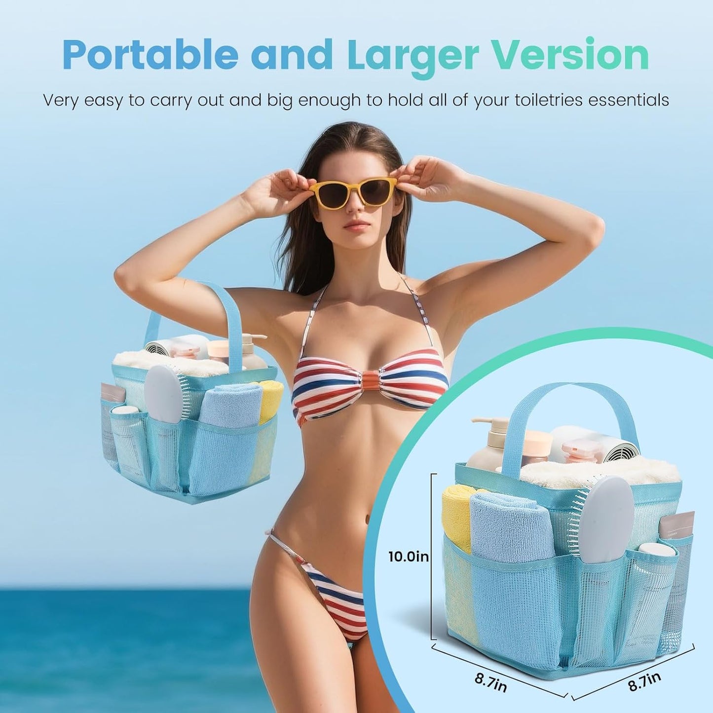 Shower Caddy Portable for College Dorm Room Essentials for Girls with 9 Pockets,Large-Capacity