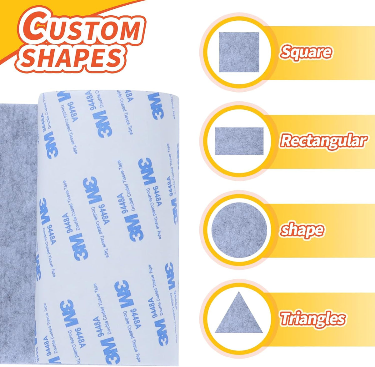 Felt Furniture Pads, Non Slip Self Adhesive Cuttable Felt Tape Gray Heavy Duty Felts Strip Roll for