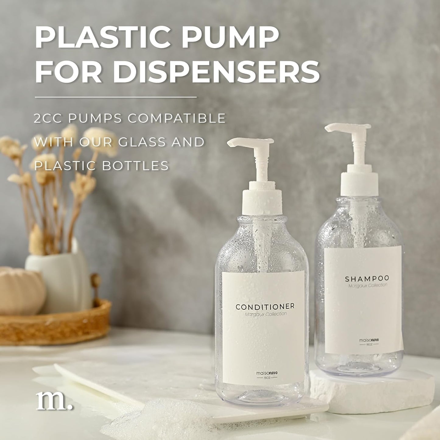 MaisoNovo Soap Pump Replacement - 2X White Plastic Pumps - Pump Dispenser - Soap Dispenser Pump