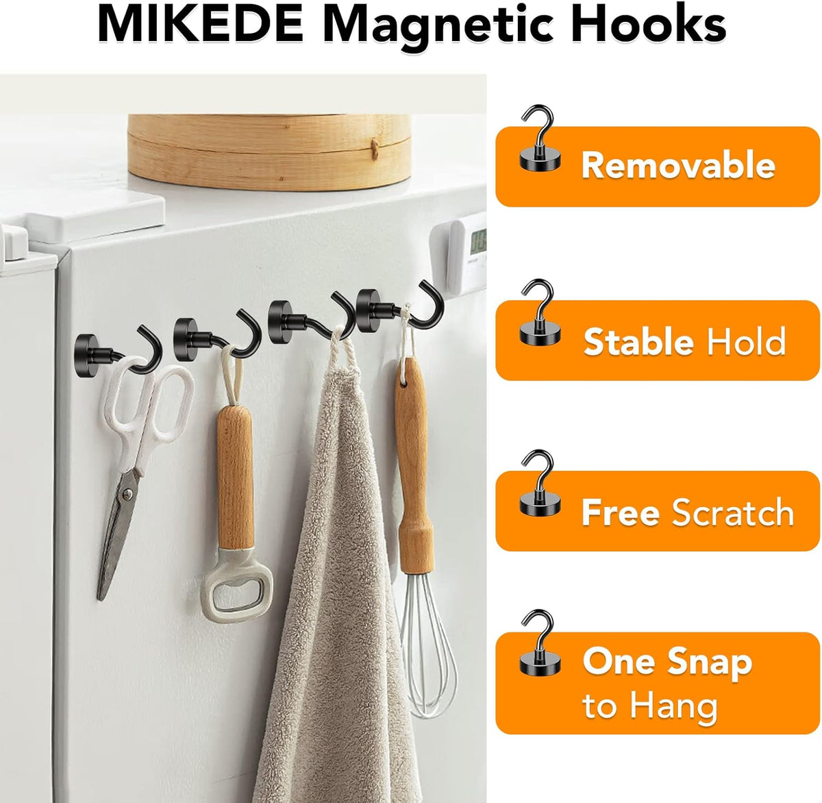 MIKEDE Magnetic Hooks, 40LB+ Heavy Duty Magnet Hooks for Cruise Cabins, Super Neodymium Hanging