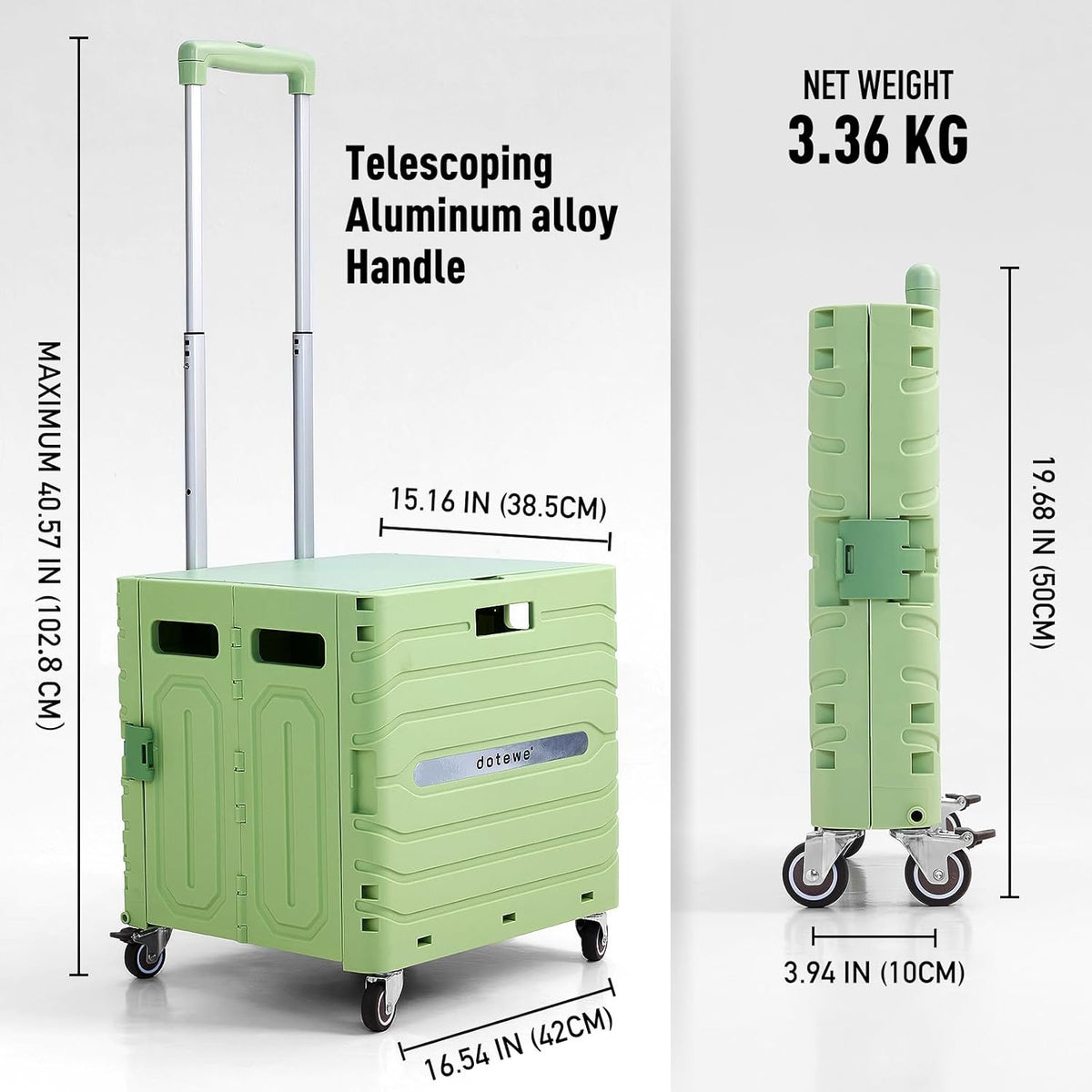 Folding Utility Cart Portable Rolling Crate Handcart Foldable Shopping Trolley Collapsible, with