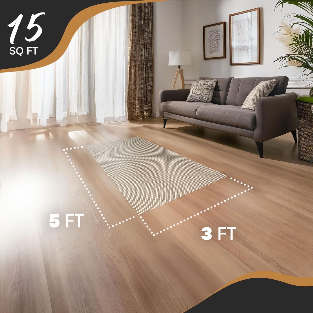 Nevlers Non Slip 3'x5' Rug Pads | White PVC Foam Rug Gripper for Hardwood Floors | Indoor/Outdoor
