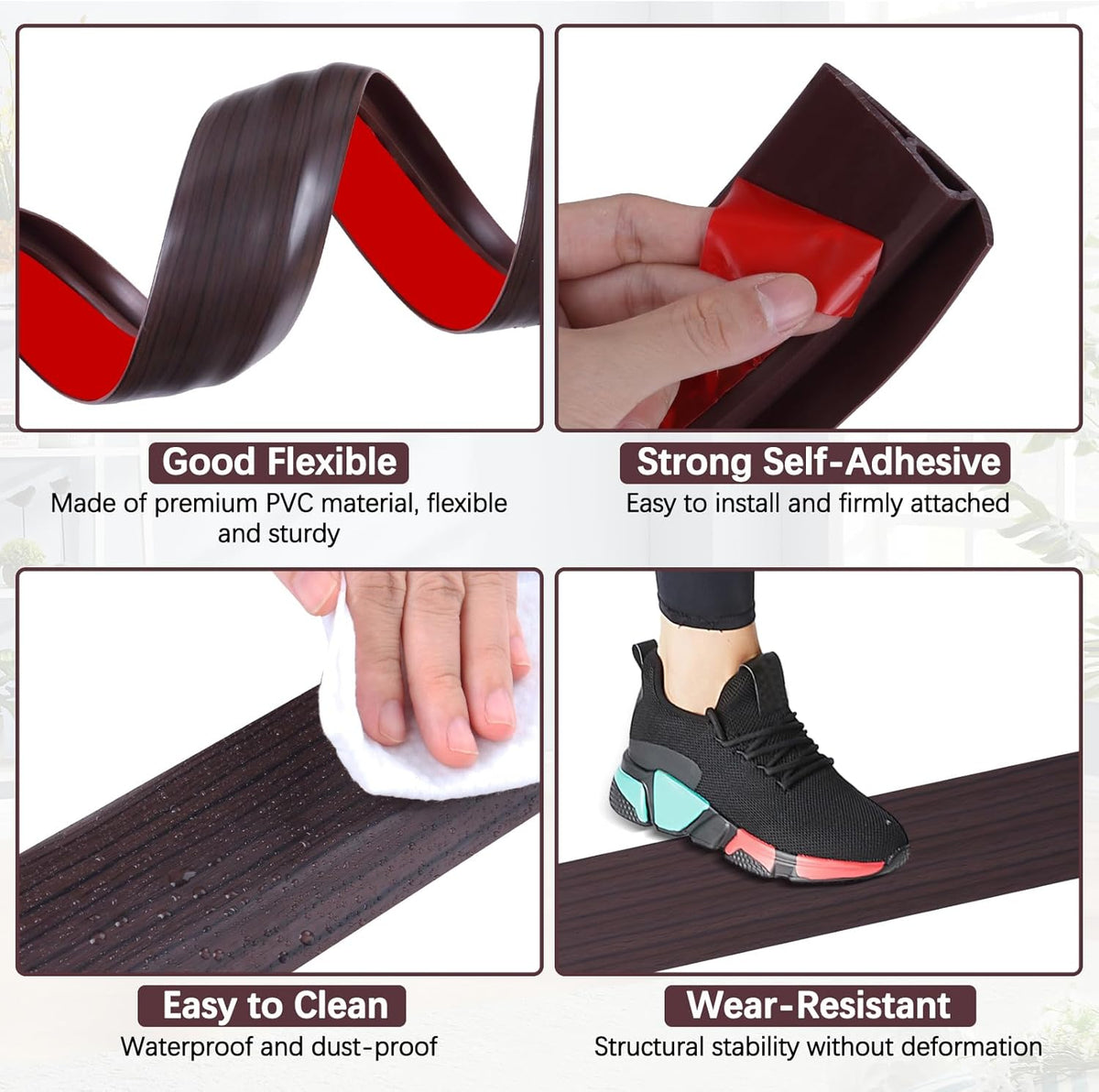 Vinyl Door Threshold Flooring Transition Strip Self Adhesive Carpet Edging Strip for Laminate