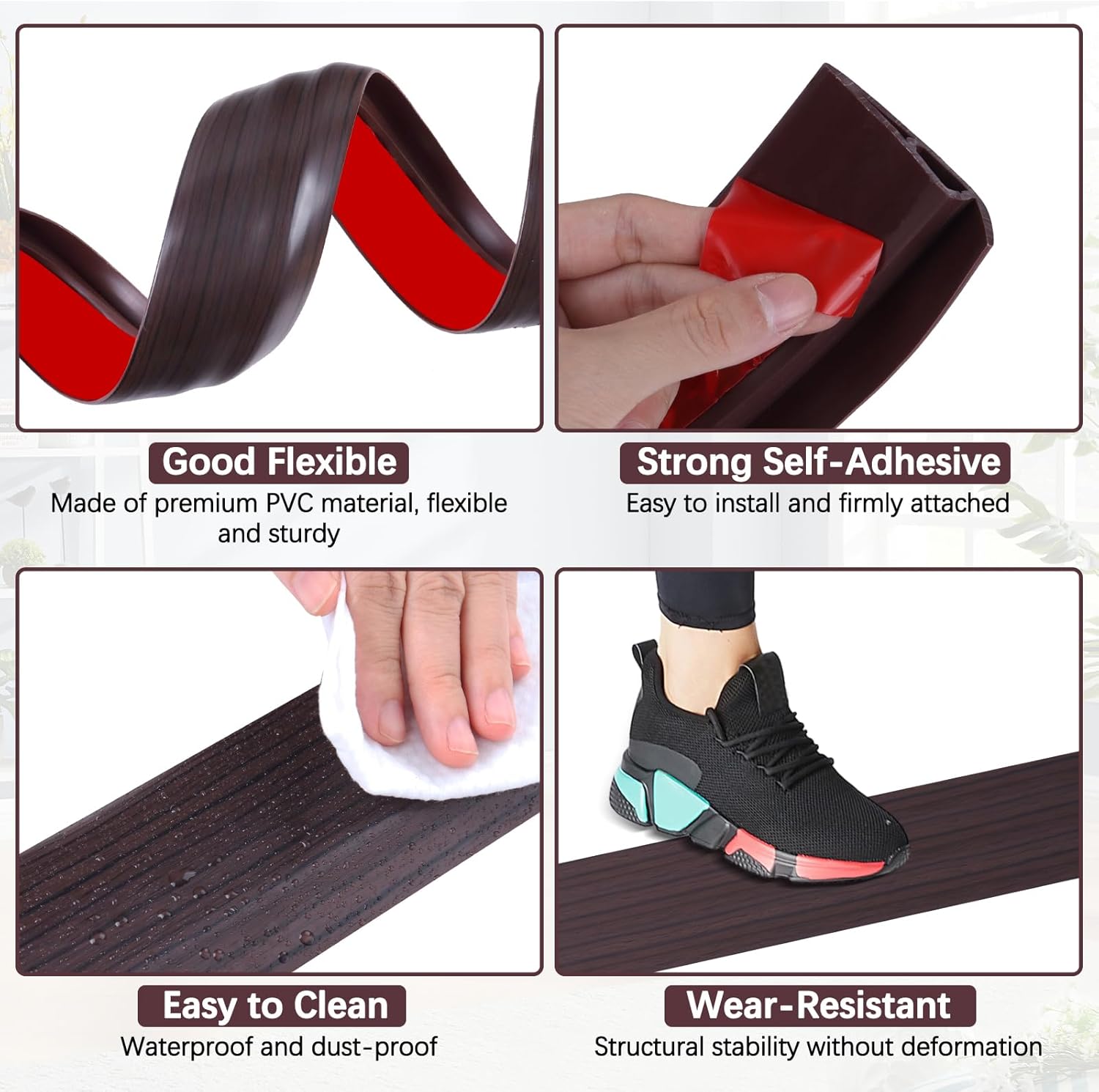 Vinyl Door Threshold Flooring Transition Strip Self Adhesive Carpet Edging Strip for Laminate