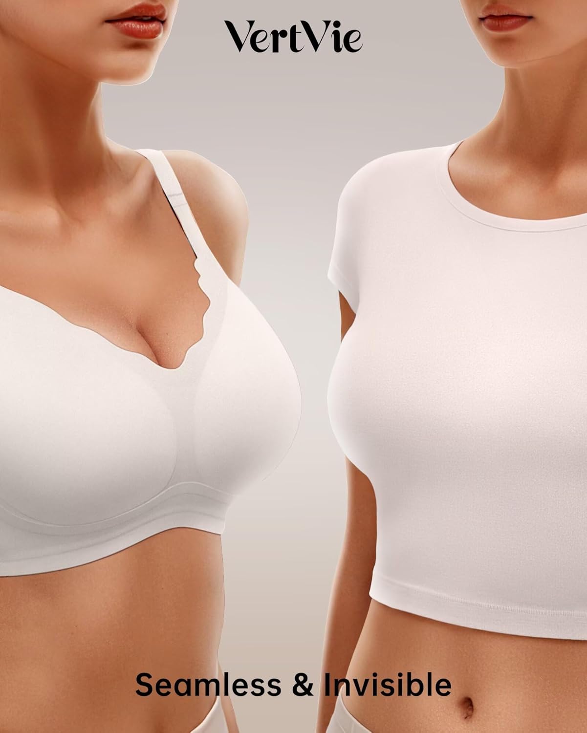 Vertvie Womens Seamless Bras No Underwire Supportive Wireless Push Up Full Coverage Bralette