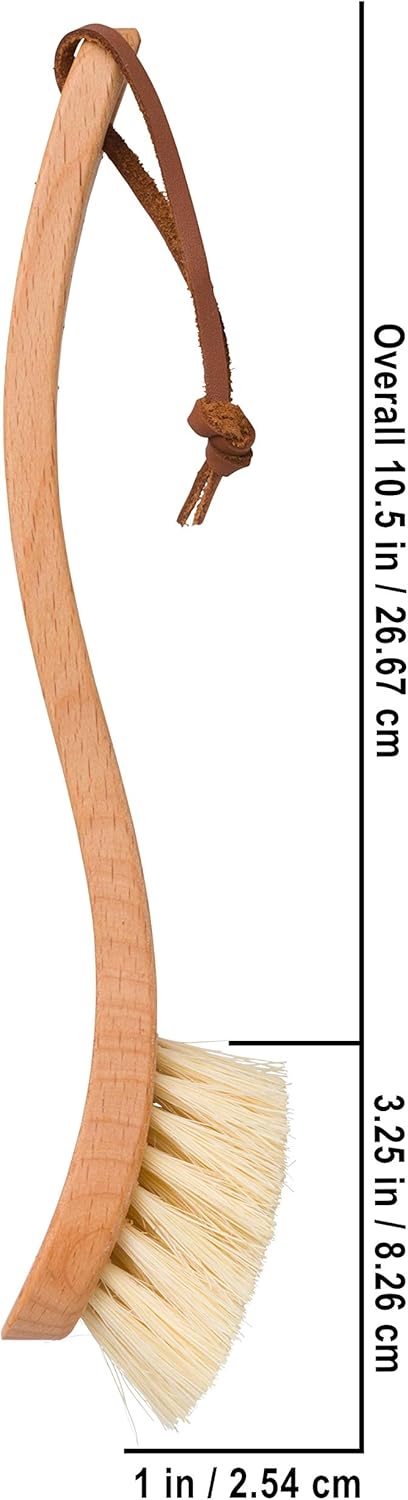 REDECKER Curved Dish Brush - Natural Tampico Fiber Bristles, Ergonomic Design with Oiled Beechwood