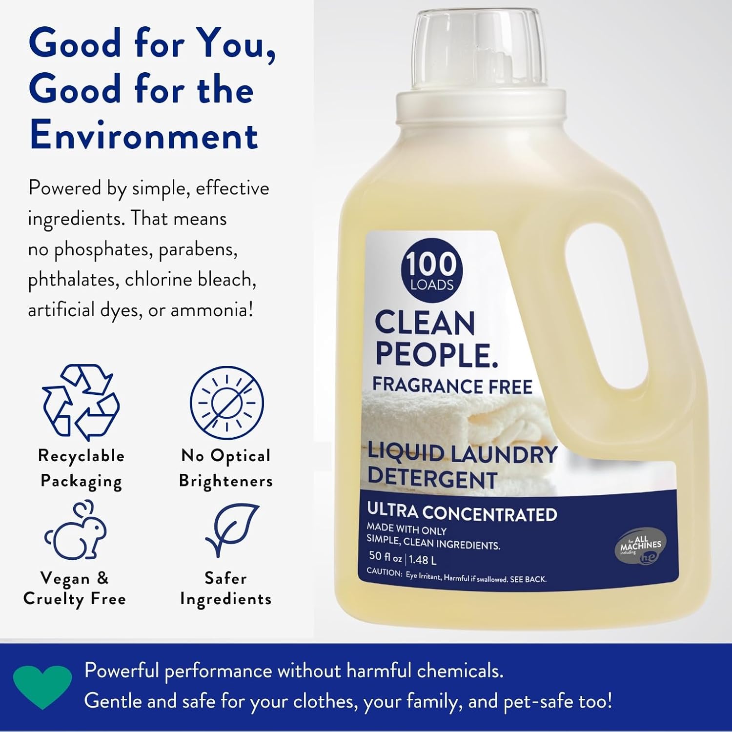 The Clean People Liquid Laundry Detergent - Recyclable Packaging, Stain Fighting - Ultra