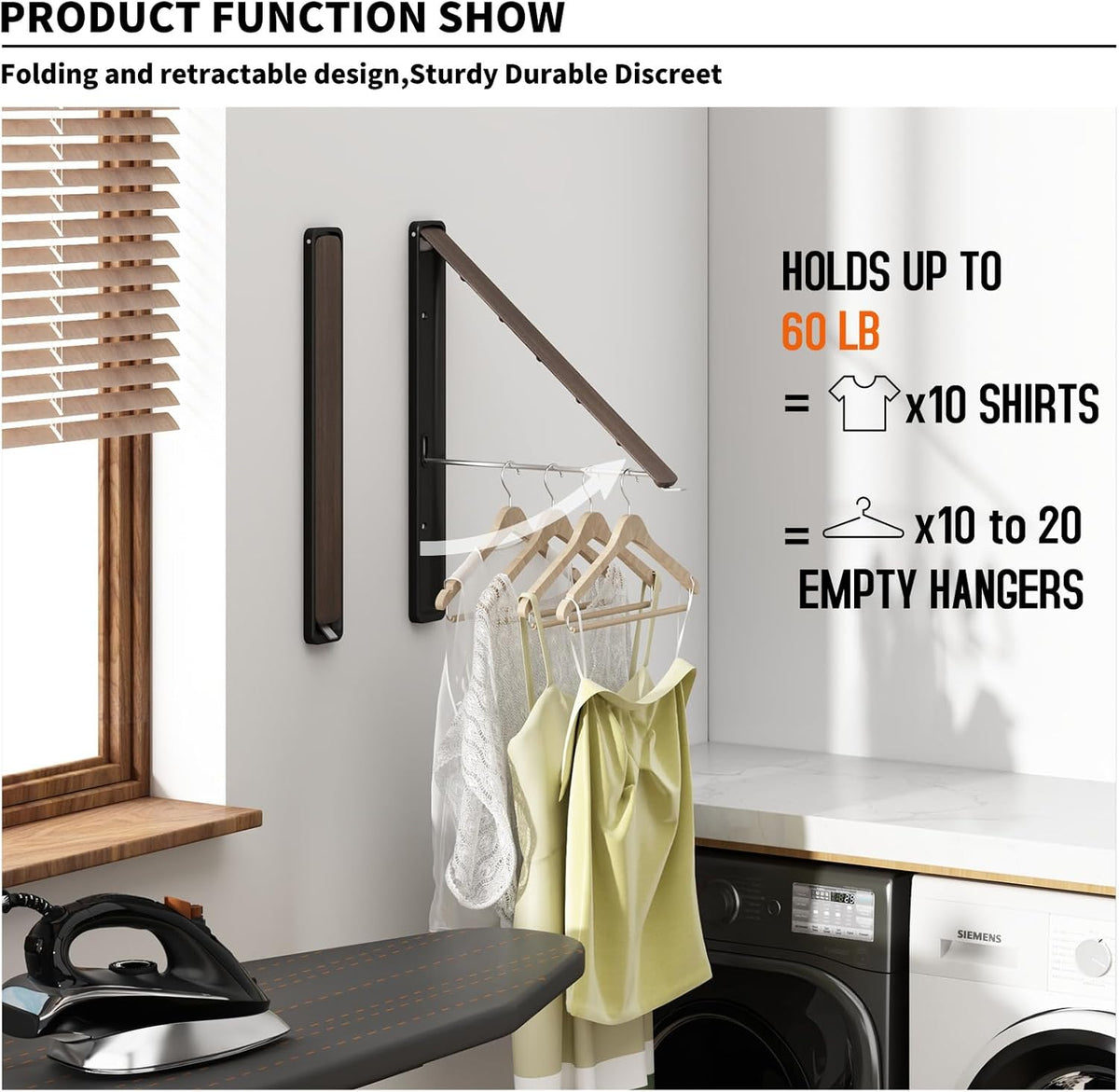 Clothes Drying Rack for Laundry Drying Rack Wall Mounted Clothes Hanger Rack Retractable Laundry