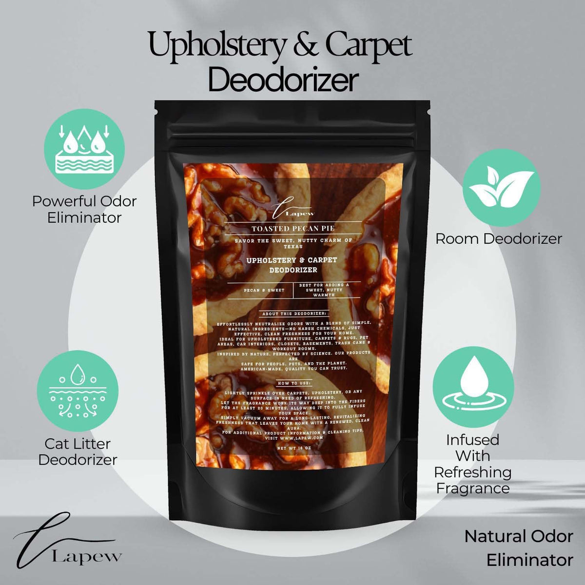 Toasted Pecan Pie Carpet Freshener Powder: Powerful Odor Eliminator for Home, Upholstery