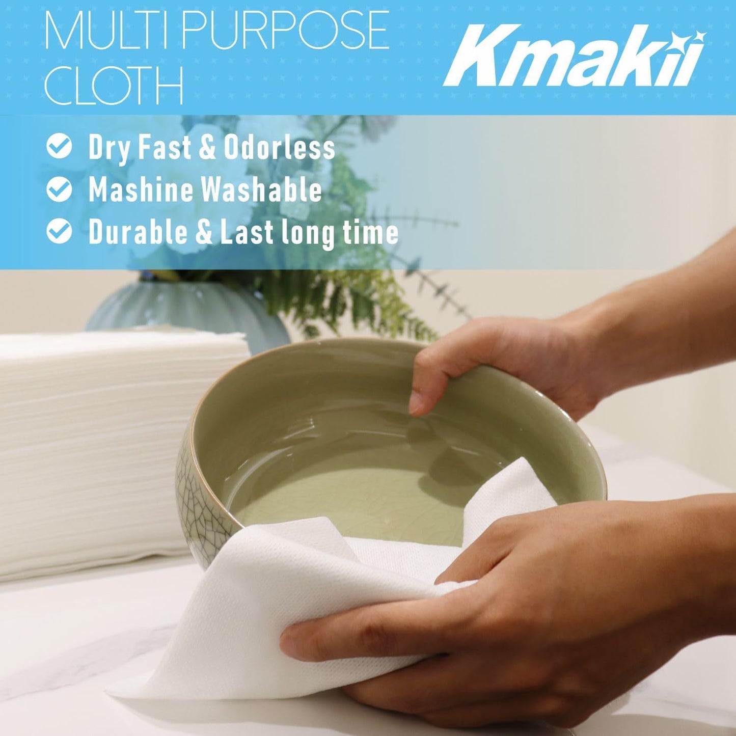 KMAKII Handi Wipe Reusable Cloths - Multi-Purpose Disposable Dish Cloths and Towels, Ultra