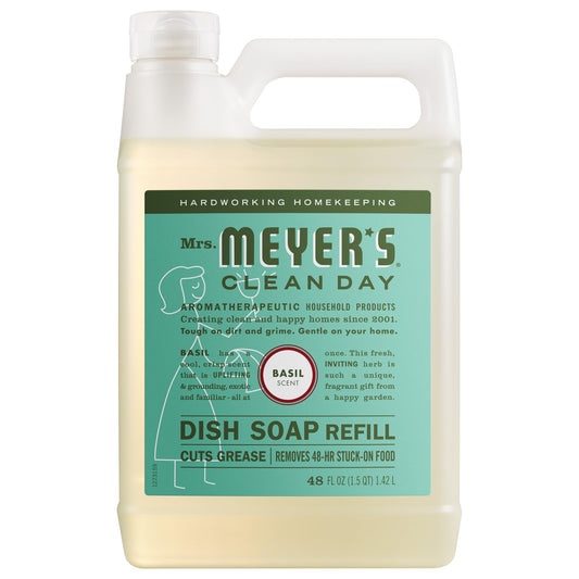 MRS. MEYER'S CLEAN DAY Liquid Dish Soap Refill, Basil, 48 fl. oz