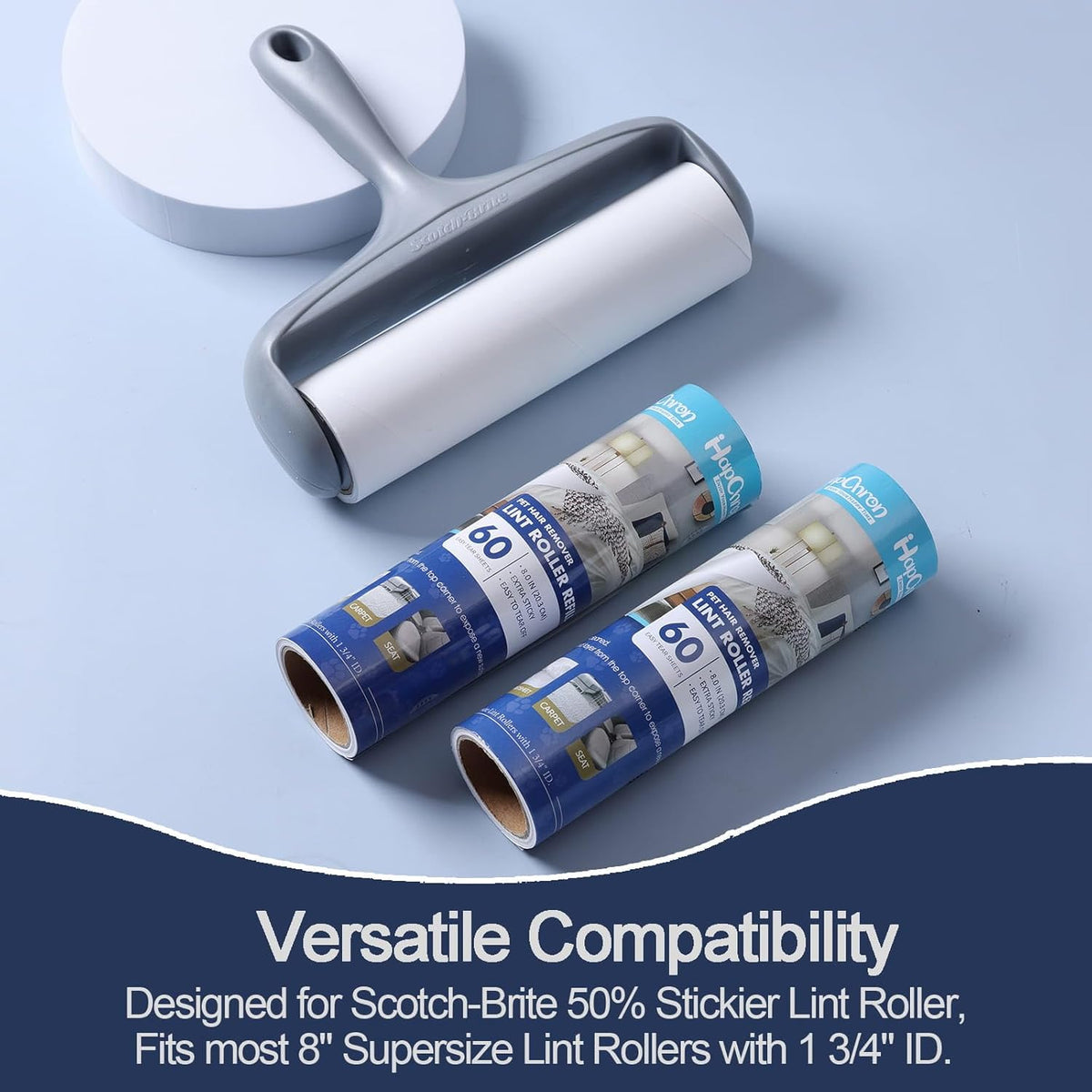 8 inch Large Surface Lint Roller Refills for Scotch-Brite 50% Stickier Lint Roller, Fits Most 8"