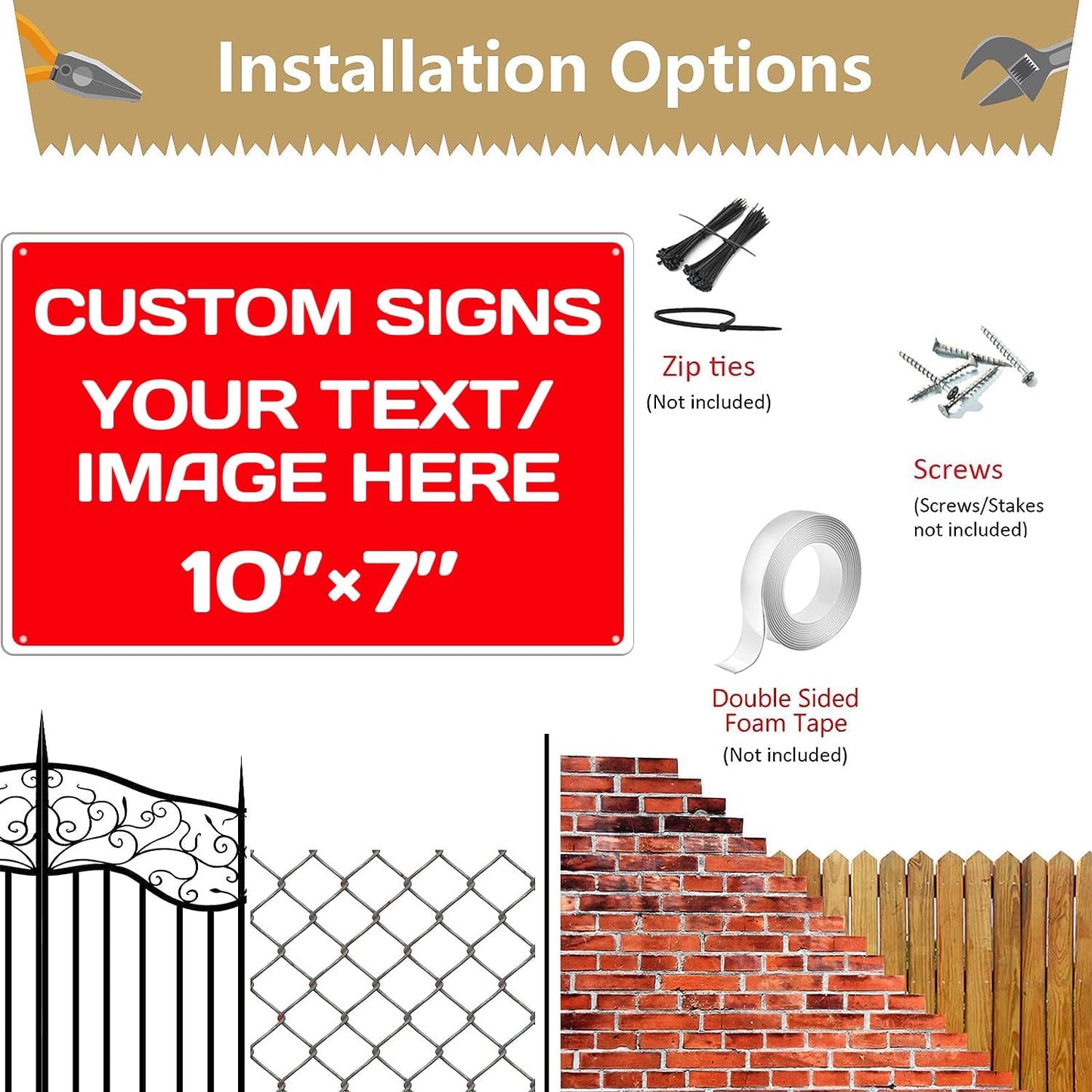Personalized Aluminum Metal Signs - Weatherproof, Custom Text & Picture, Multiple Sizes, Hazard