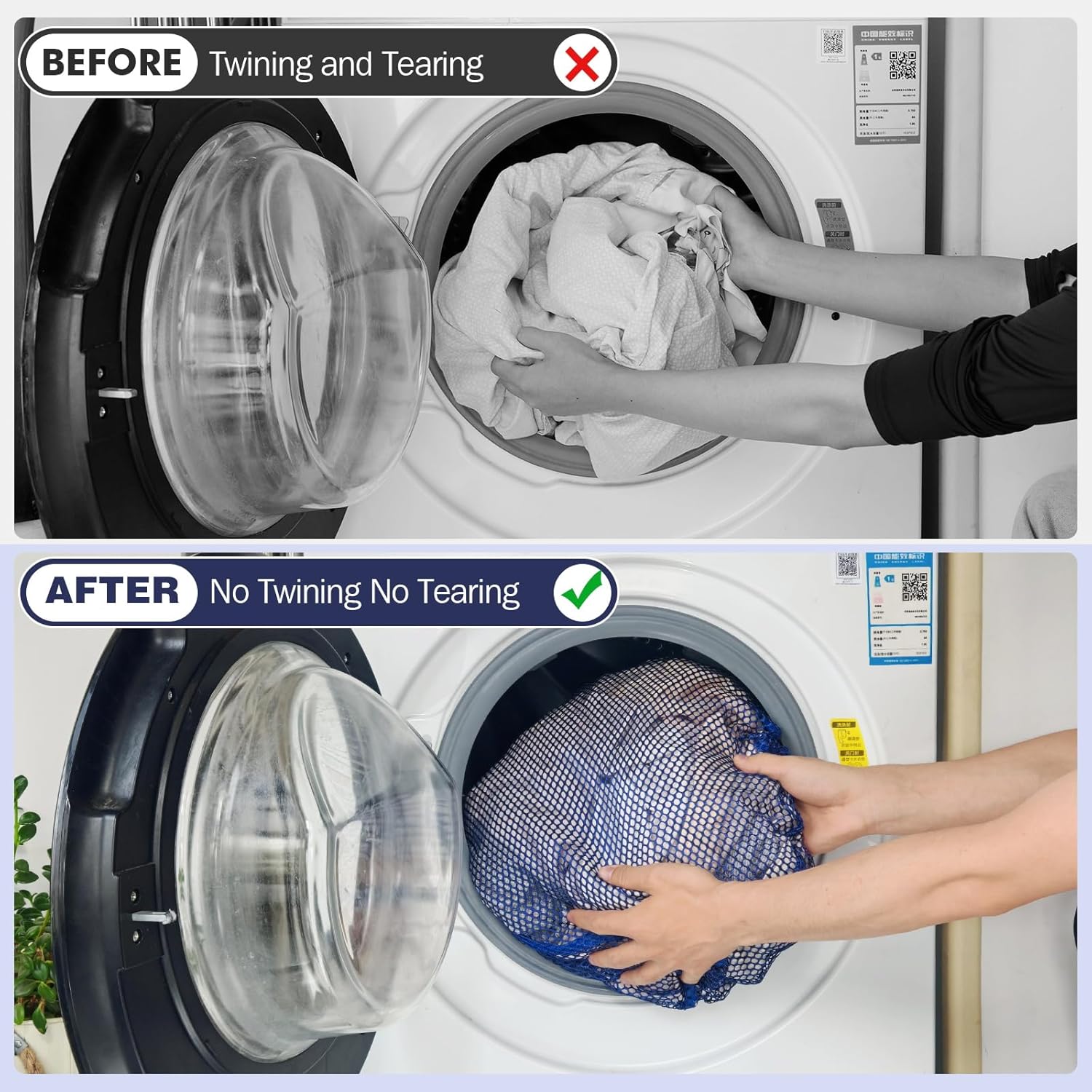 4Pcs Mesh Laundry Bags Washing Machine Mesh Wash Bags for Clothes,Underwear,Lingerie, Bed Linen
