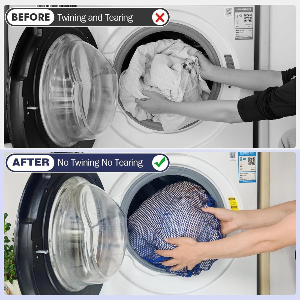 3Pcs Mesh Laundry Bags Washing Machine Mesh Wash Bags Jumbo for Delicates Clothes,Bed Linen,Toys