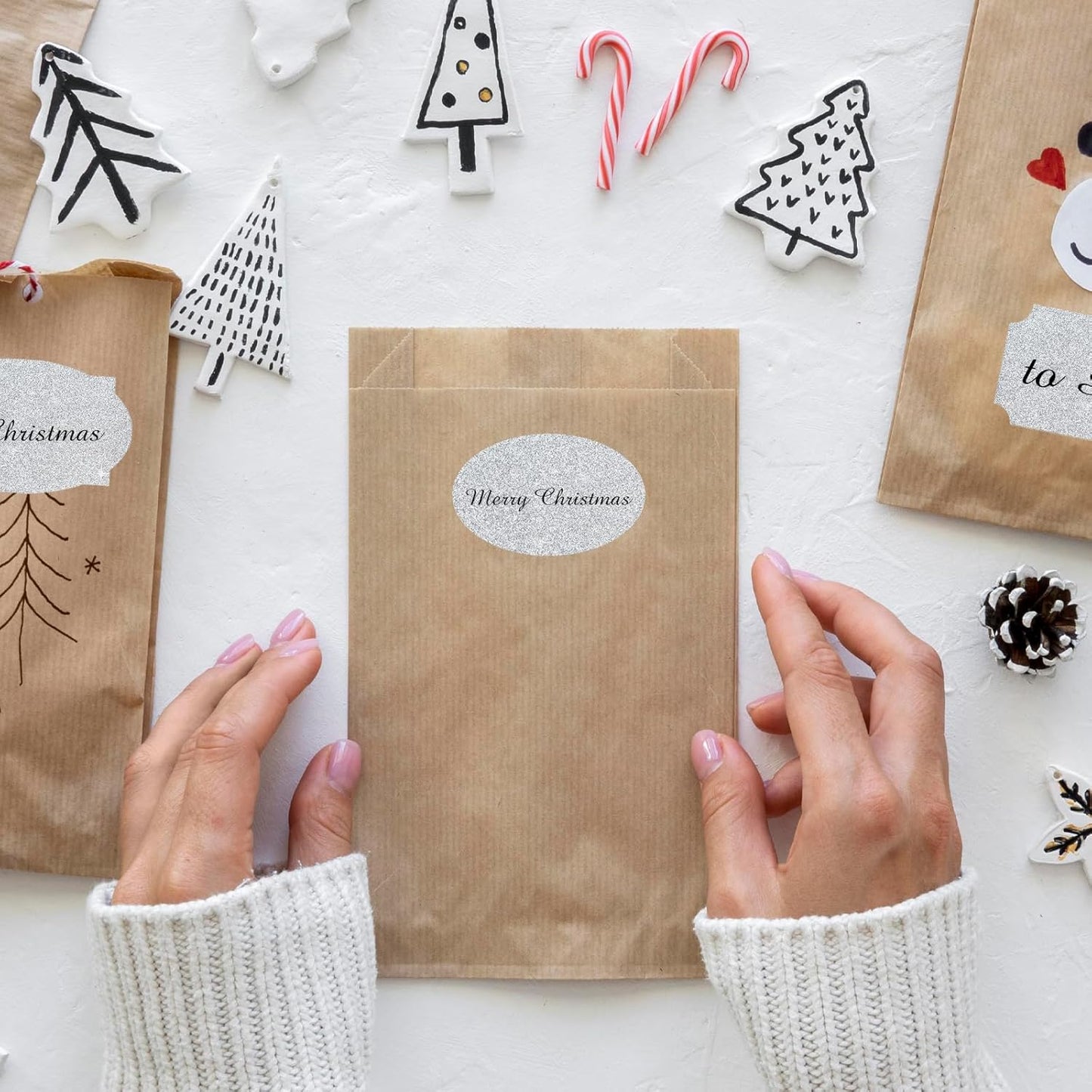 350 PCS Gift Tags Stickers Name Labels Stickers,2" x 1.2" Fancy Shape Stickers Self-Adhesive