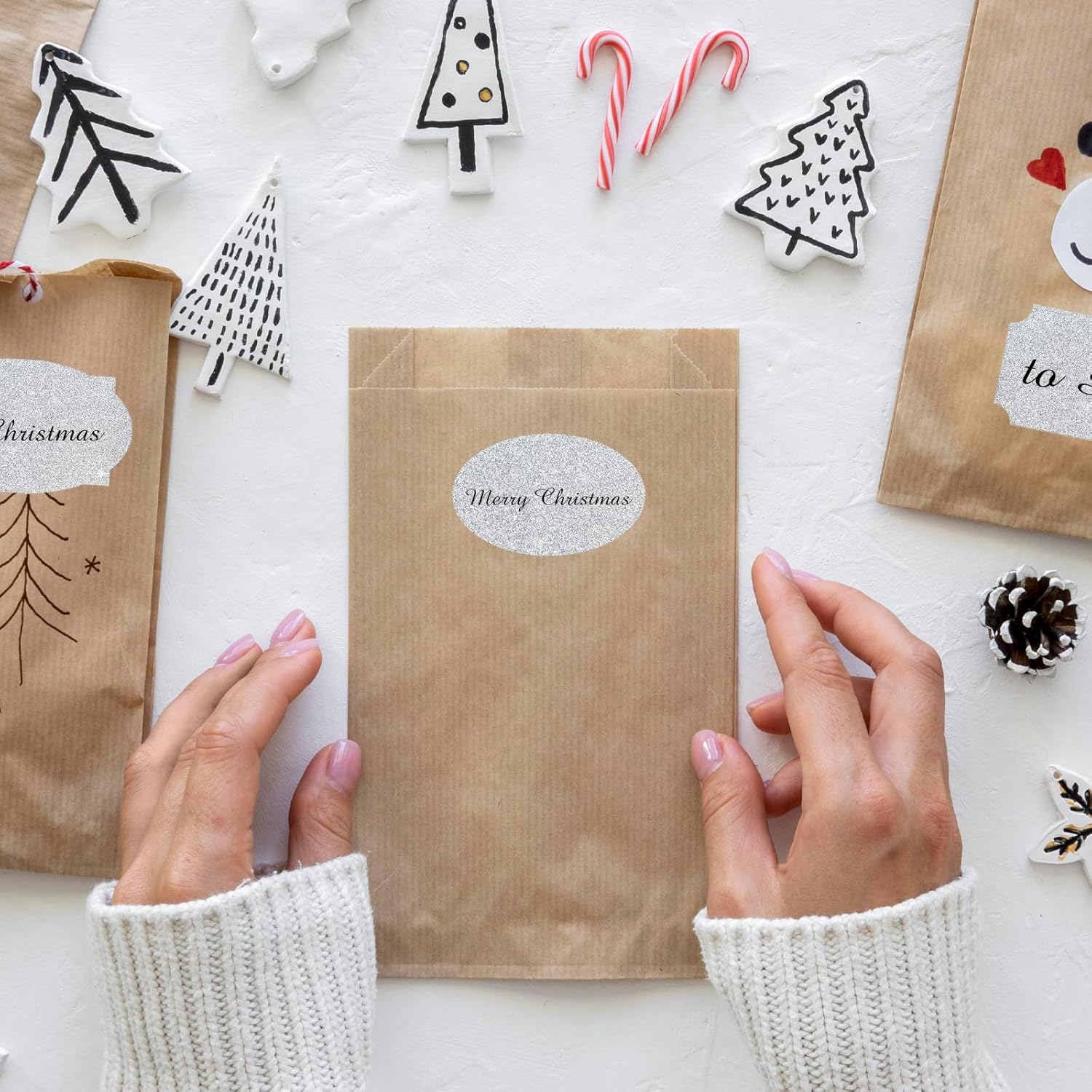 350 PCS Gift Tags Stickers Name Labels Stickers,2" x 1.2" Fancy Shape Stickers Self-Adhesive