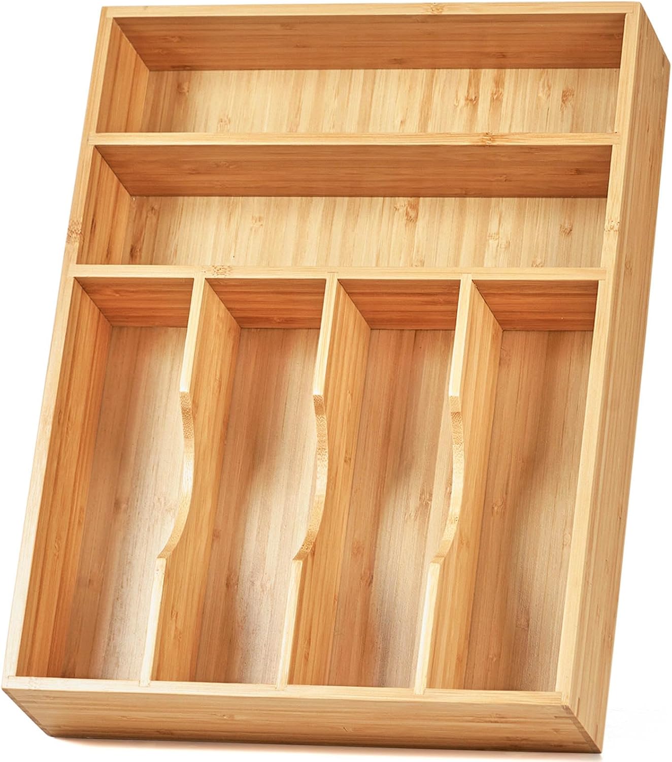 Umilife Kitchen Drawer Organizer, 12 Inch Silverware Utensil Tray Holder, Extra Deep, with Non-Slip