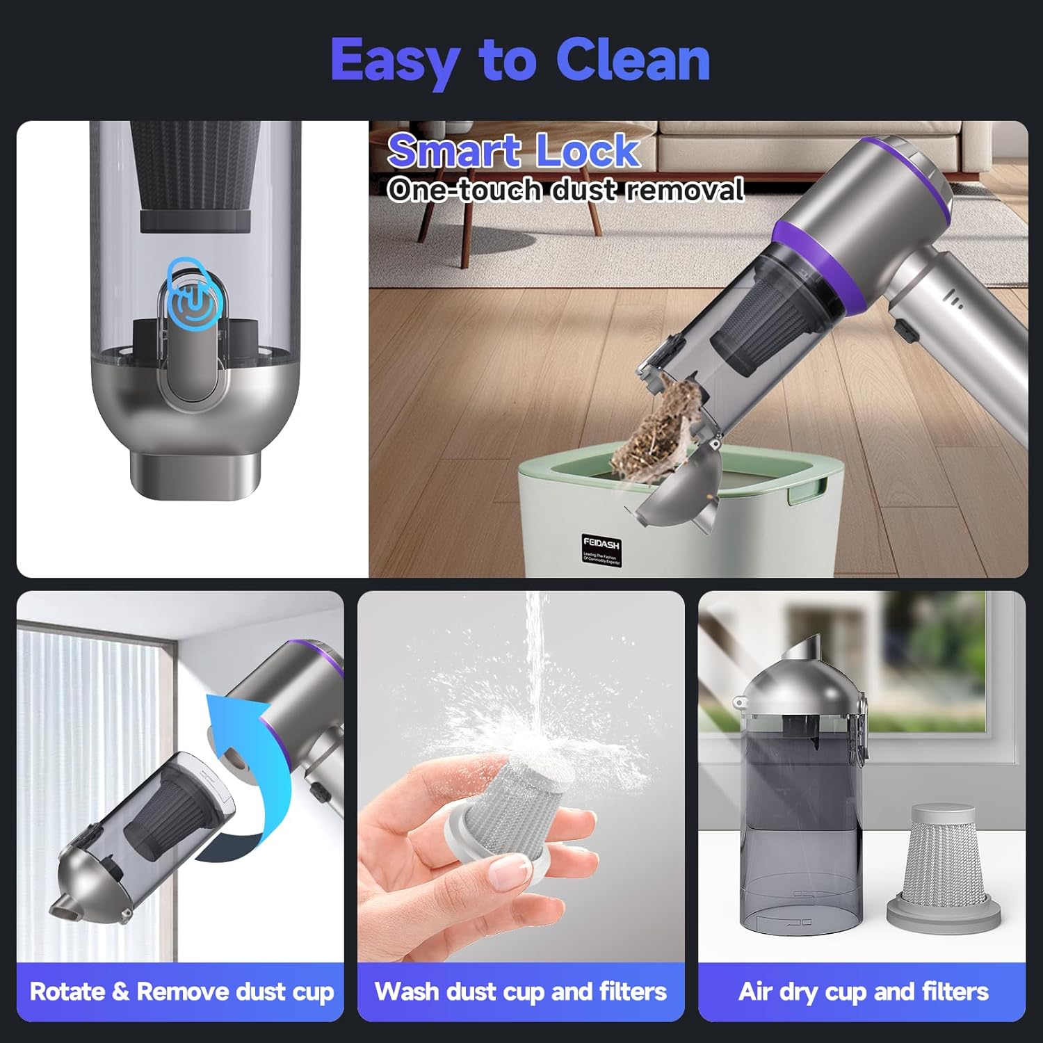 Car Vacuum Portable Cordless, 22000PA High Power handheld Vacuum Cleaner with Brushless Motor,11 in