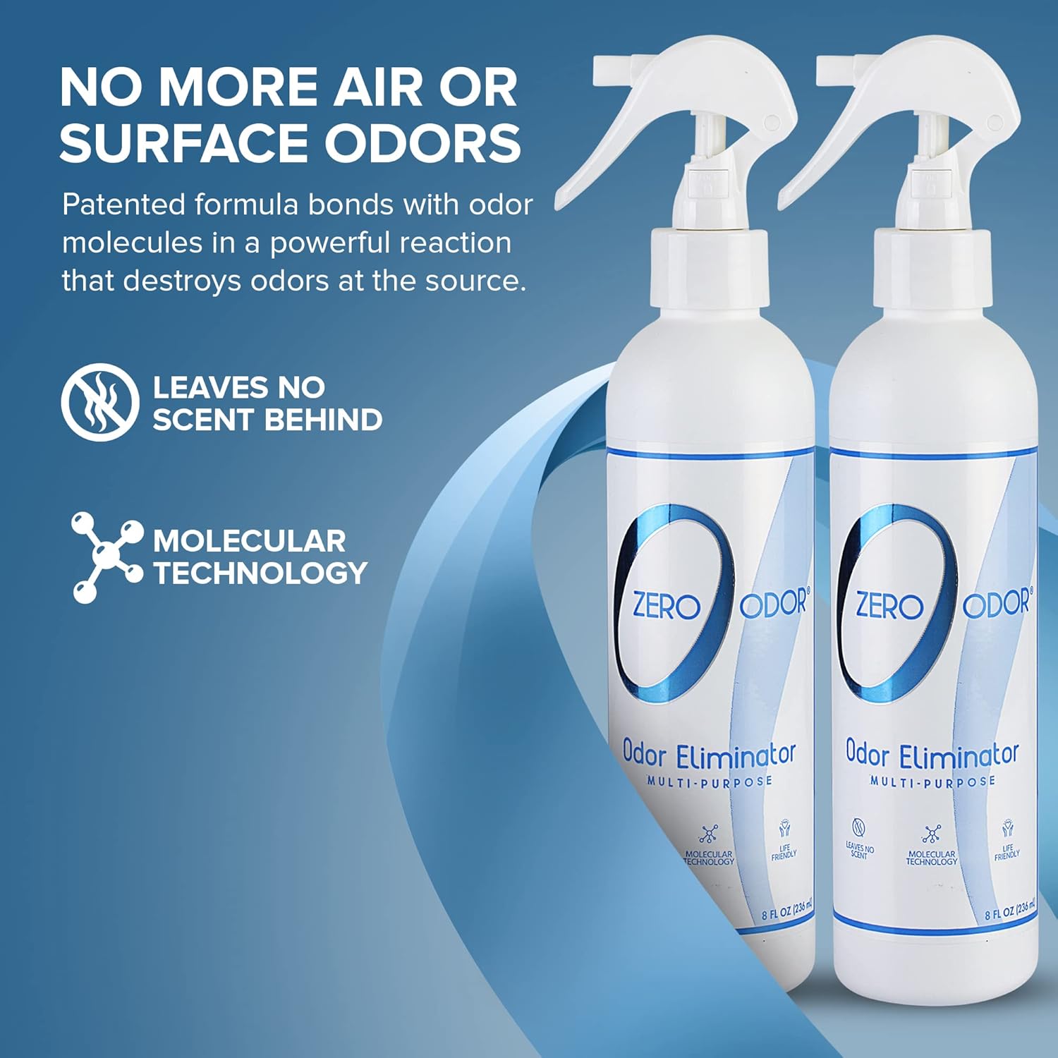 Zero Odor - Multi-Purpose Strong Odor Eliminator for Home, Office, Car, Bathroom, Hotel, Room