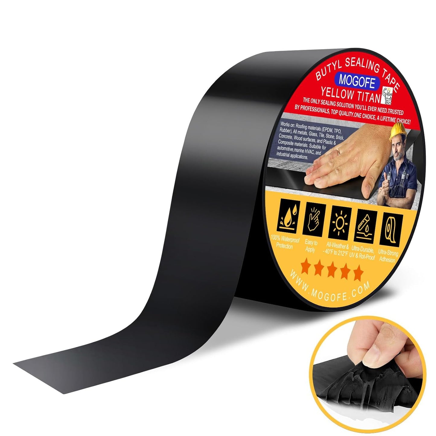 RV Roof Sealant Tape Black, 1.5 Inch x 50 Feet RV Repair Roof Sealer Seal Tape UV-Resistant