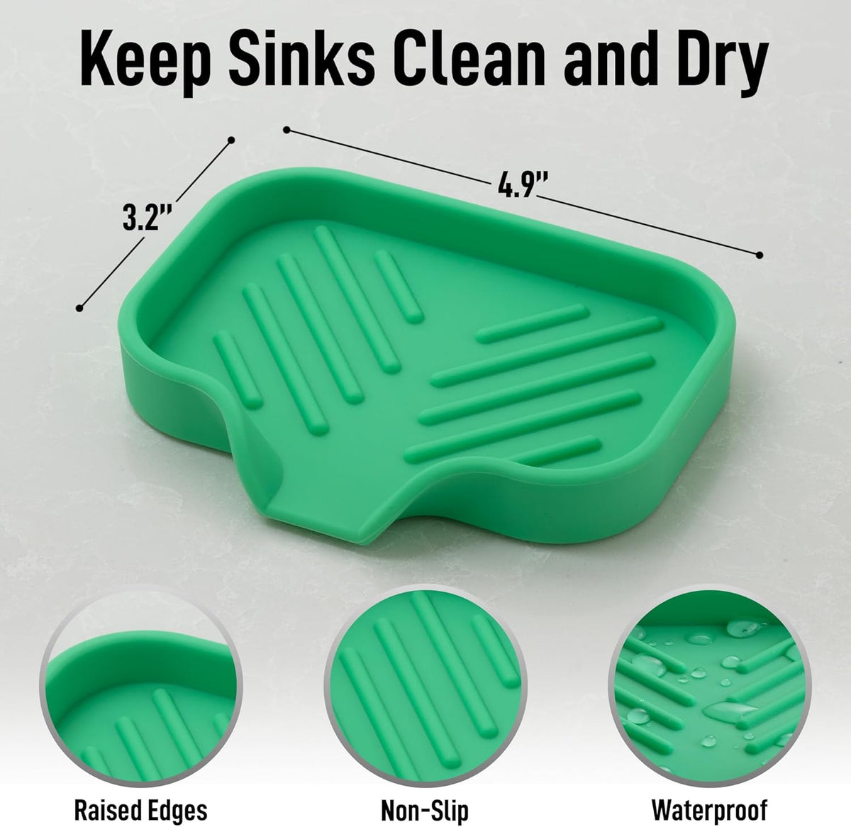 Zulay Kitchen Small Silicone Sponge Holder (4.9x3.3”) – Space-Saving Sink Organizer Tray for