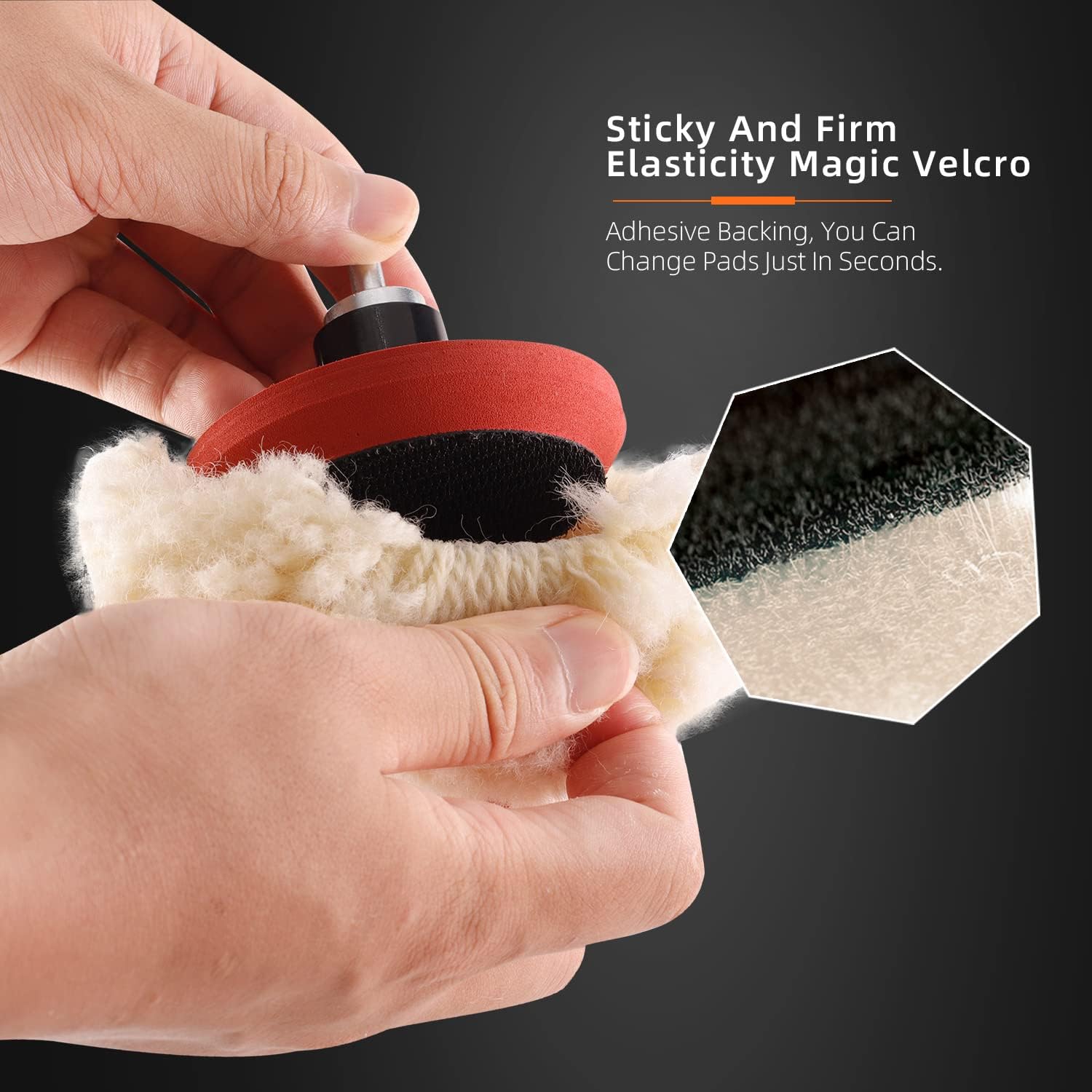SPTA Wool Polishing Pad, 5Pcs 3"(75mm) 100% Natural Wool Buffing Pad with 1Pc Hook&Loop Backing