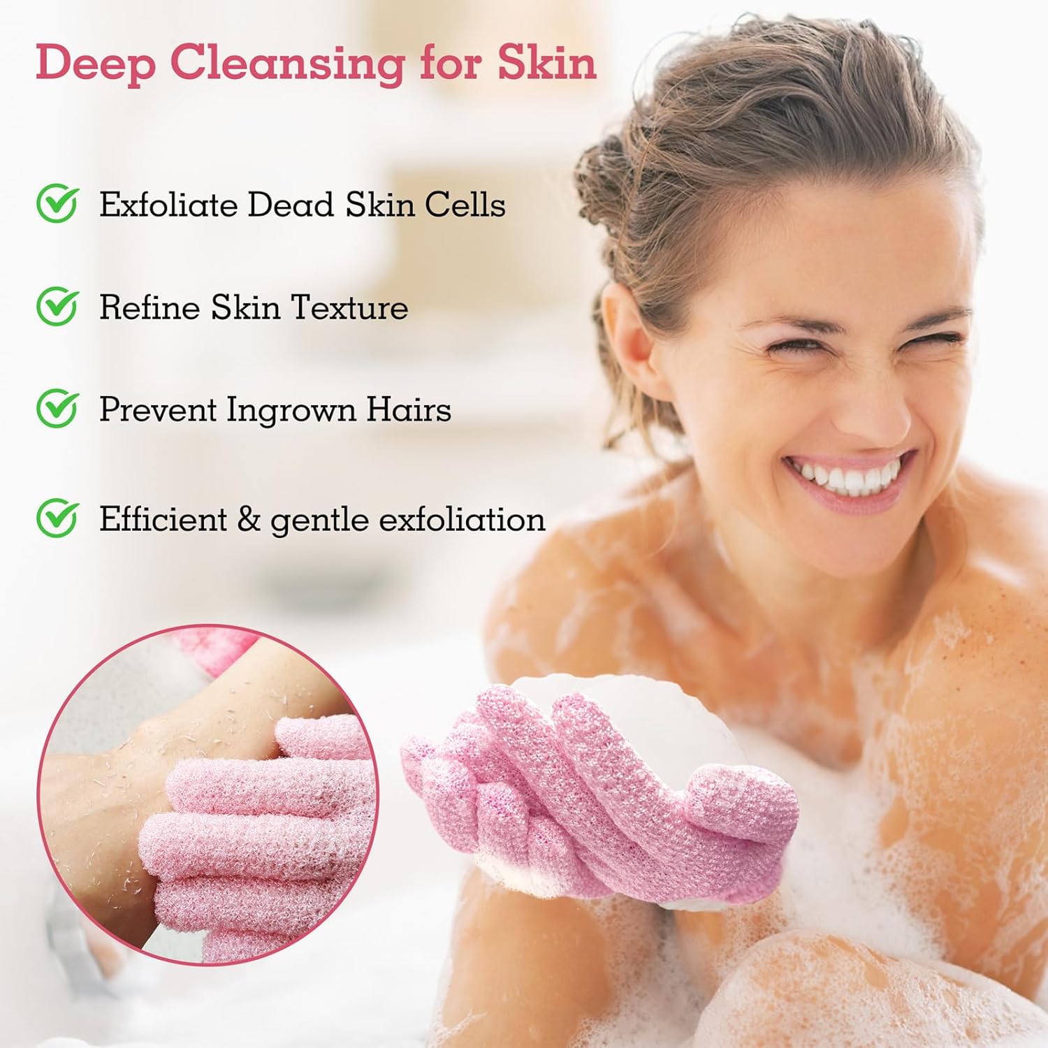 Evridwear Exfoliating Gloves for Shower, 100% Nylon Thick Soft Medium Heavy Bathing Gloves Dead