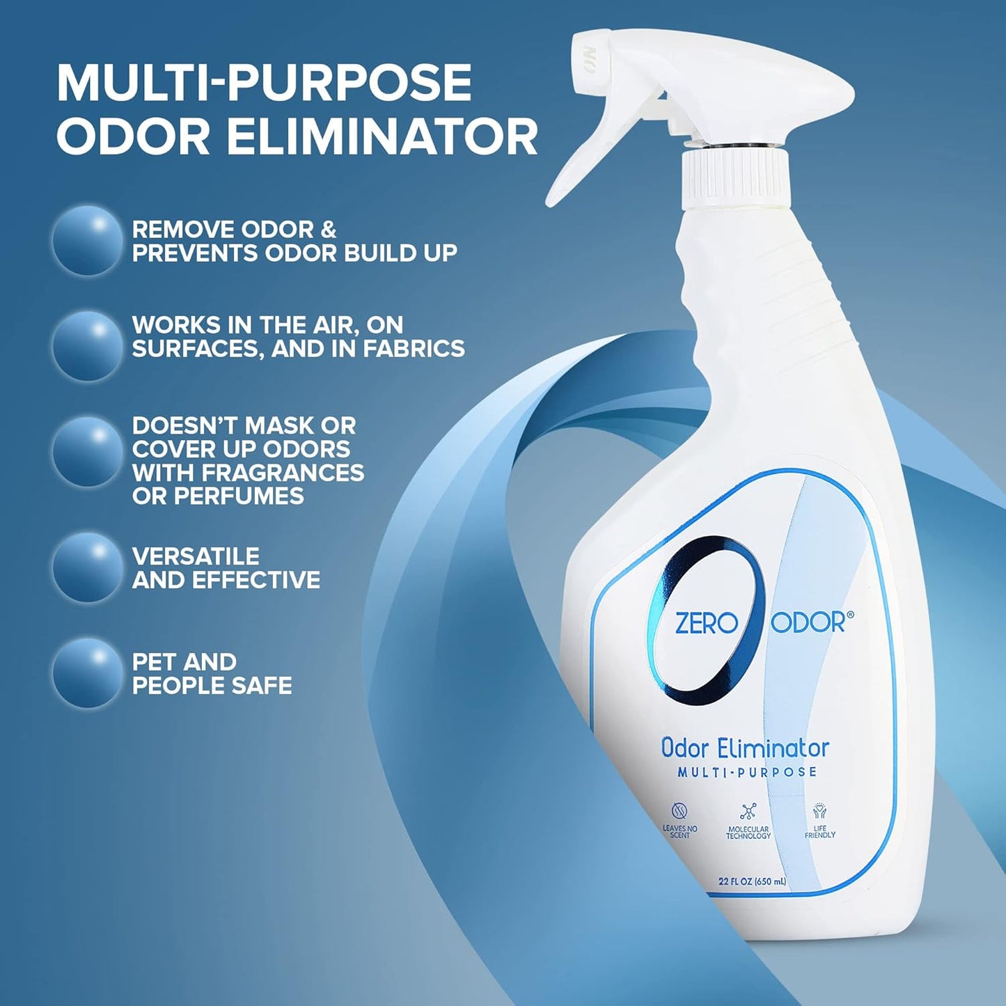 Zero Odor - Multi-Purpose Strong Odor Eliminator for Home, Office, Car, Bathroom, Hotel, Room