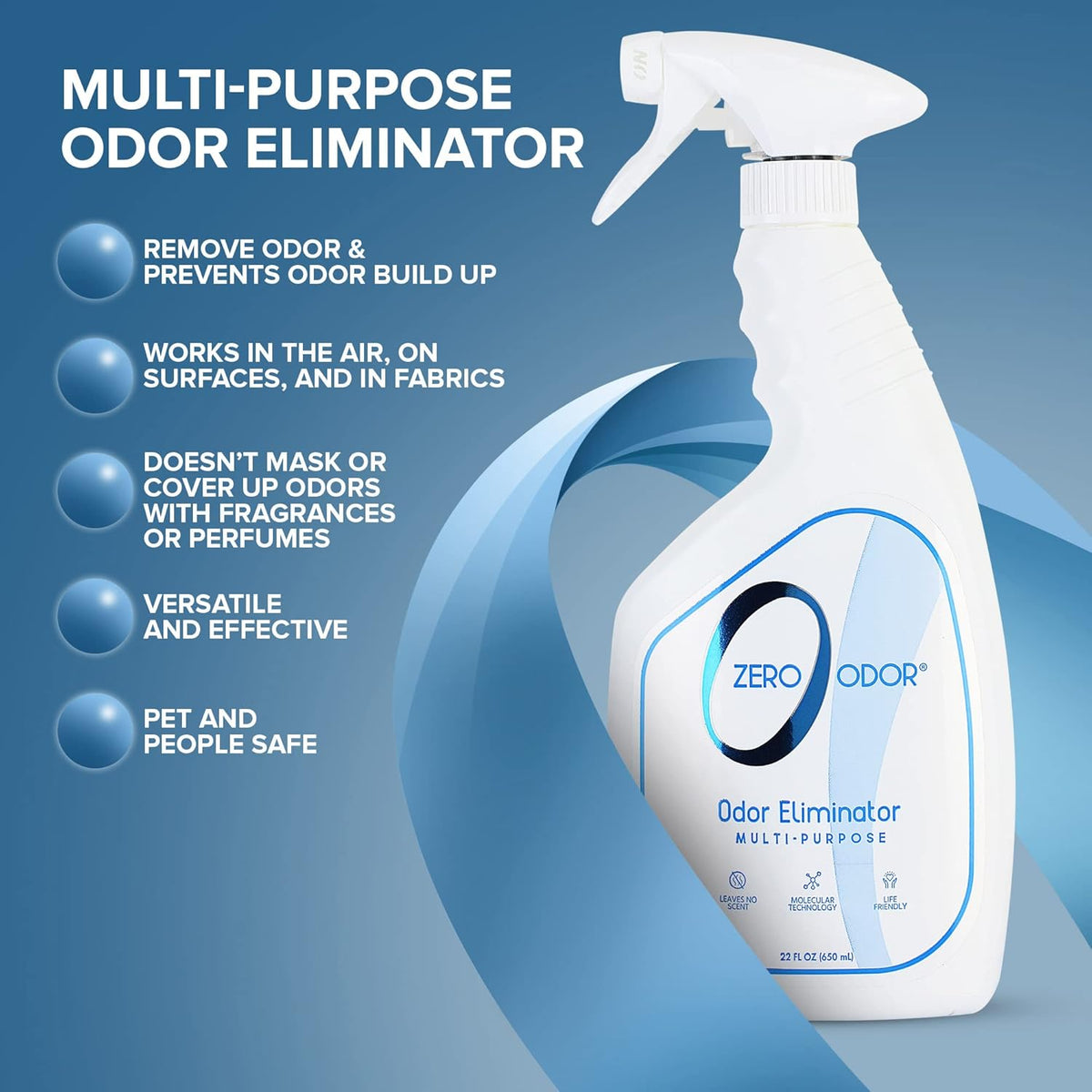 Zero Odor - Multi-Purpose Strong Odor Eliminator for Home, Office, Car, Bathroom, Hotel, Room