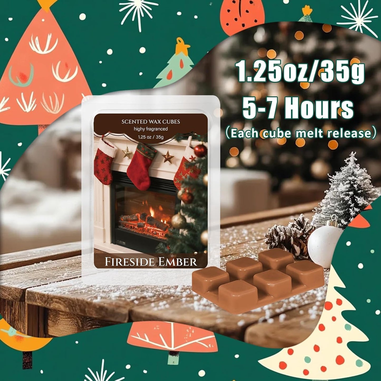 SCENTORINI Christmas Wax Melts, Scented Wax Melts 6 Pack - Non-Toxic, Natural Soy Wax Cubes for Wax