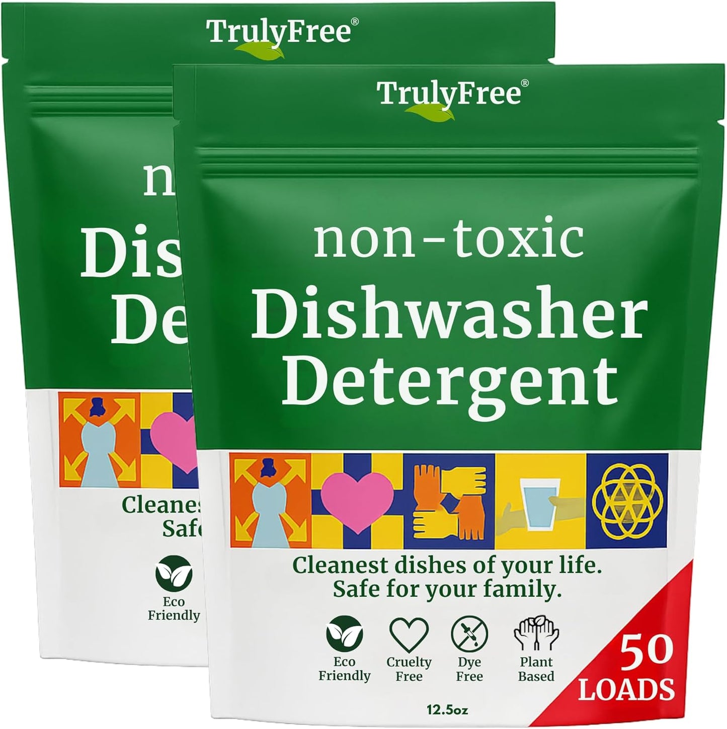 Truly Free Dishwasher Detergent Powder | Natural Dish Detergent, Dishwasher Soap | Plastic Free