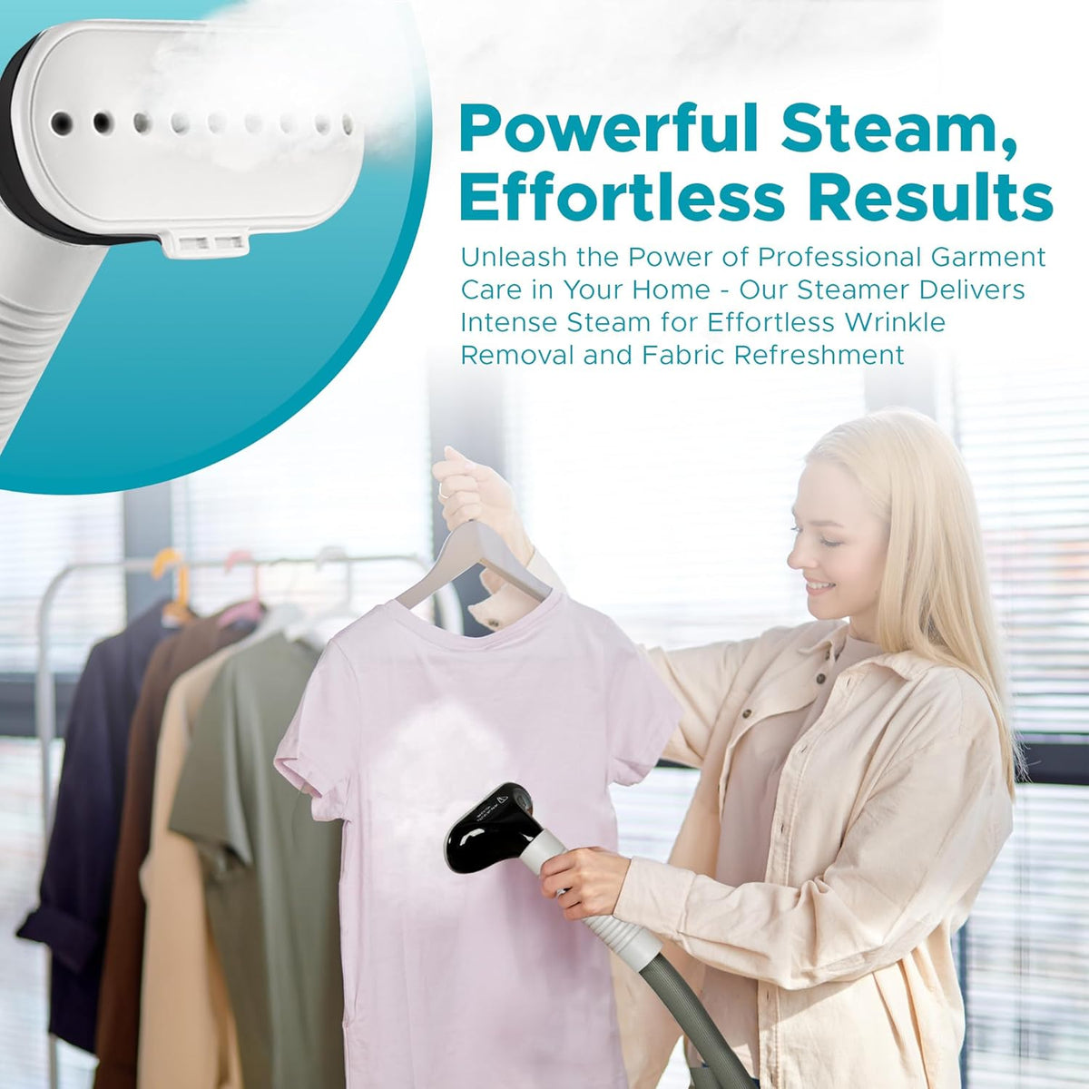 Steam & Go - The Rival Handheld Steamer - Upright Fabric Steamer for Clothes, Garments, Curtains